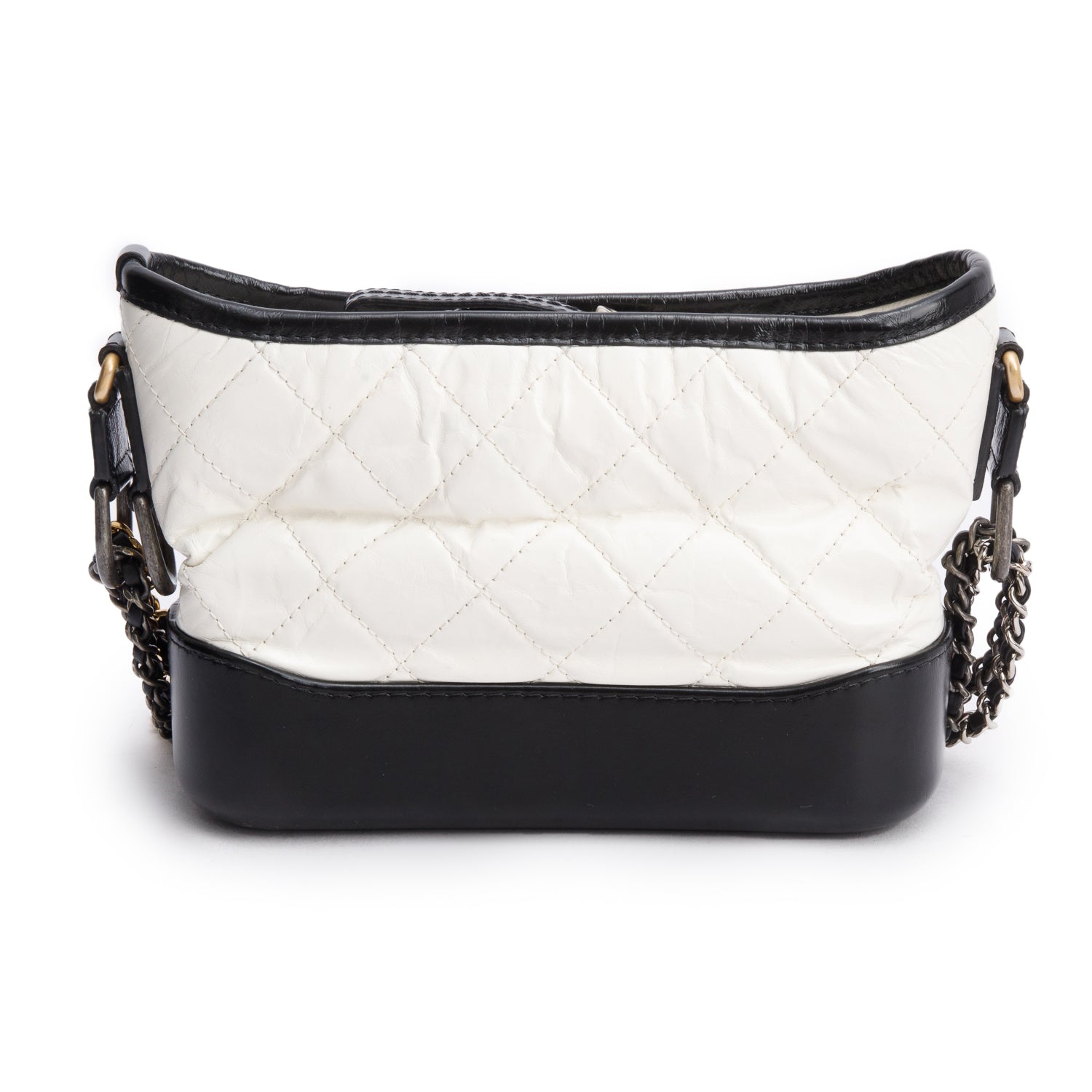 Chanel Black & White Aged Calfskin Leather Small Gabrielle Hobo