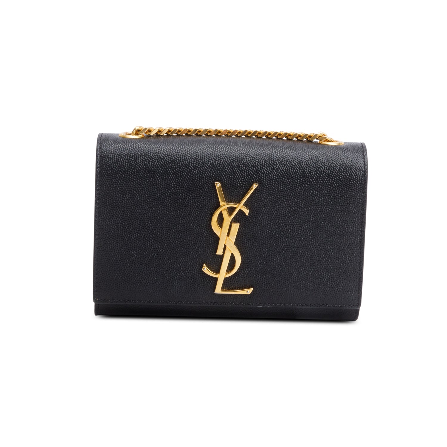Saint Laurent Black Grain De Poudre Leather Mini Monogram Kate Bag