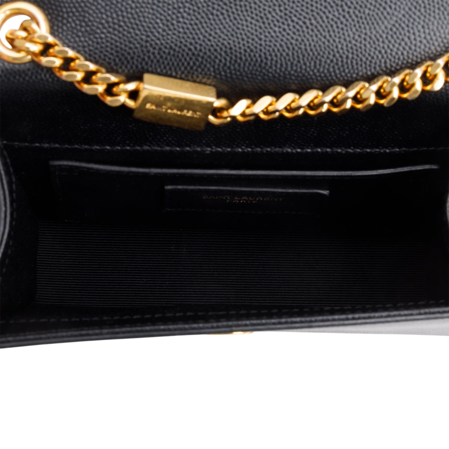 Saint Laurent Black Grain De Poudre Leather Mini Monogram Kate Bag
