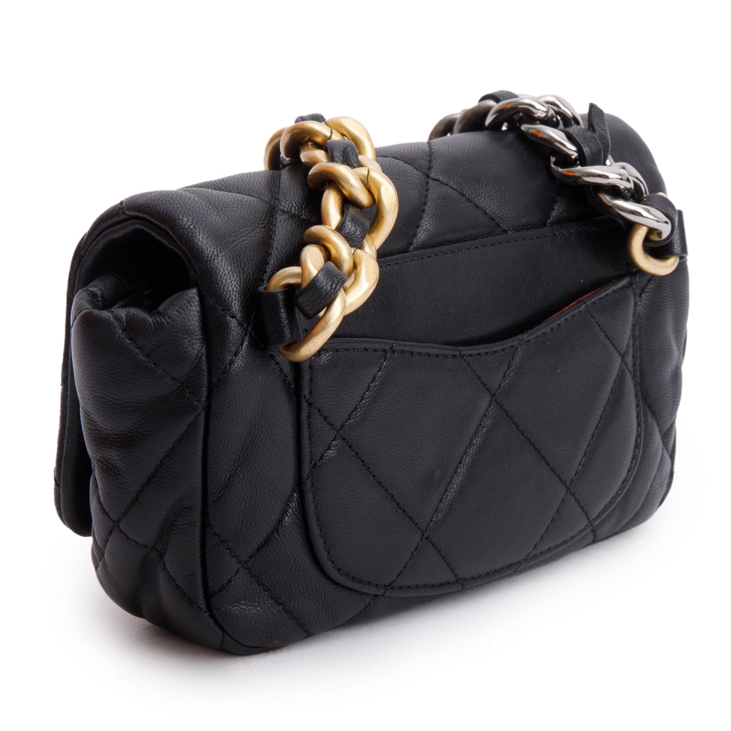 Chanel Black Lambskin Quilted 19 Waist Bag w/ Authenticity Card