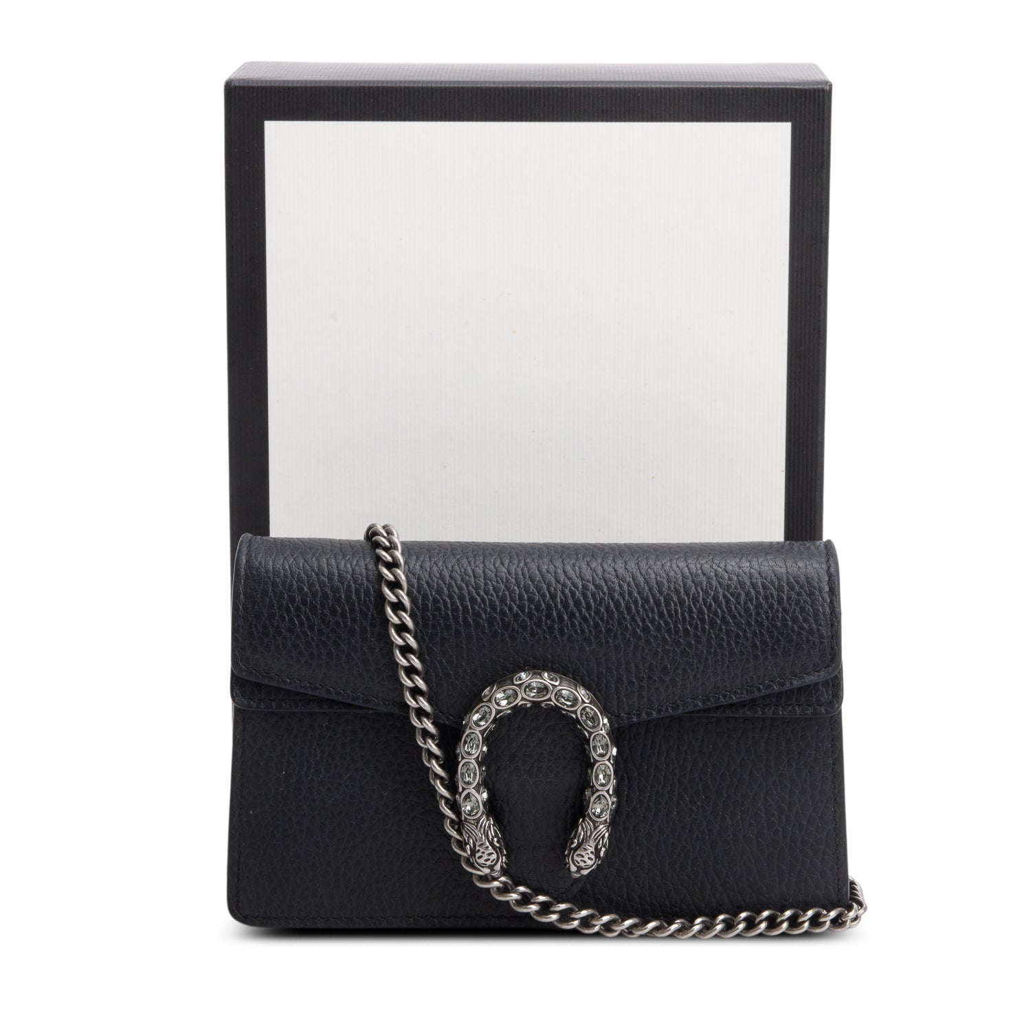 Gucci Black Calfskin Super Mini Dionysus Shoulder Bag w/ Box