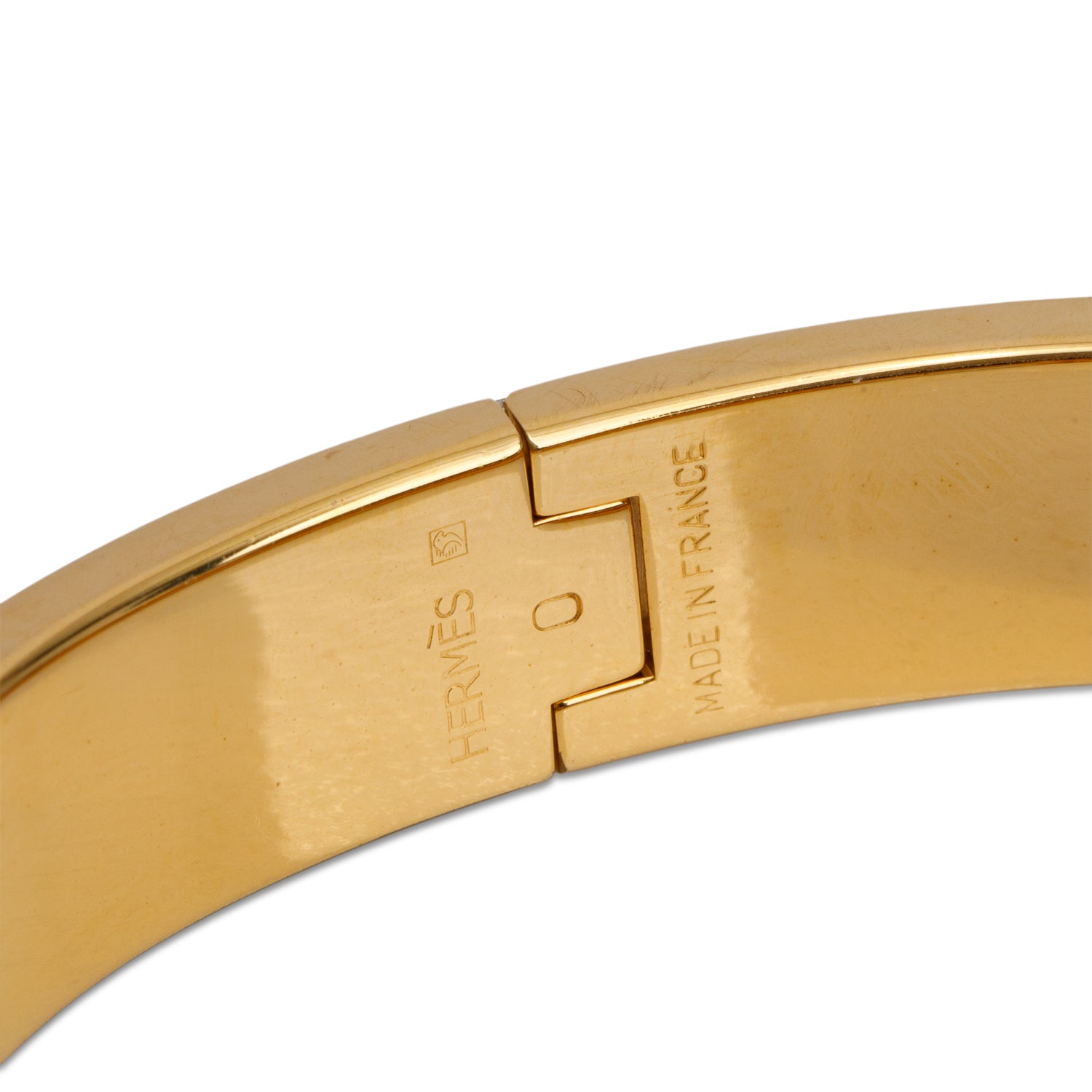 Hermes Yellow Gold Plated Orange Enamel 12 MM Clic H Bracelet w/ Box