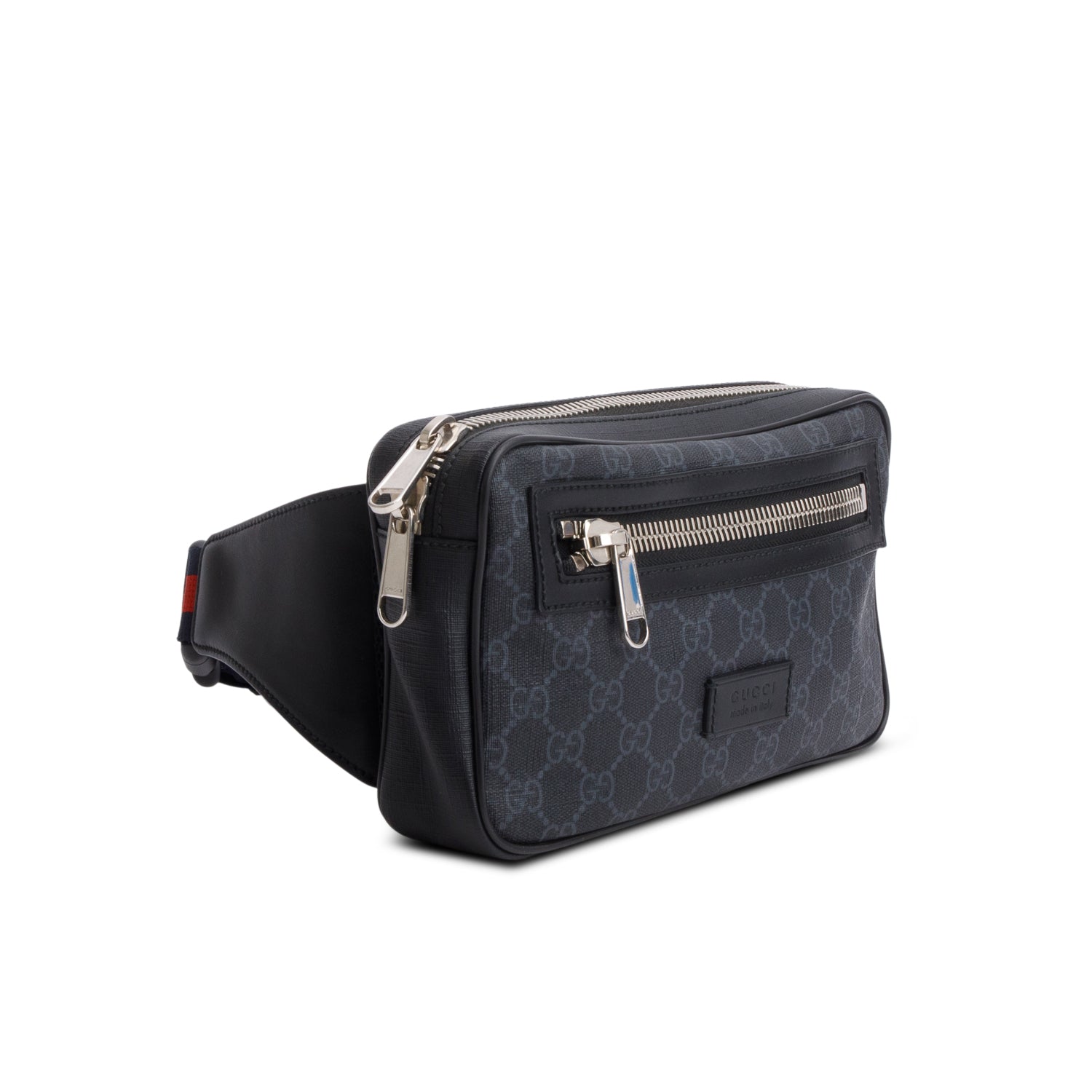 Gucci Black Soft GG Supreme Monogram Web Belt Bag