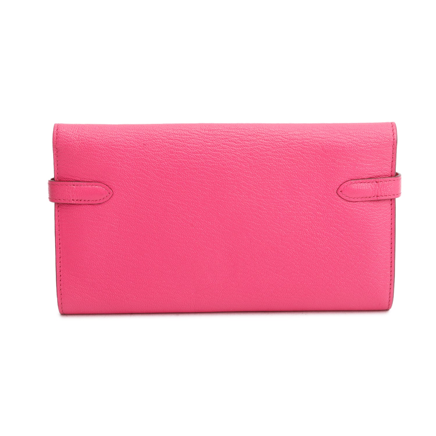 Hermes Rose Pourpe Chevre Mysore Leather Classic Kelly Longue Wallet