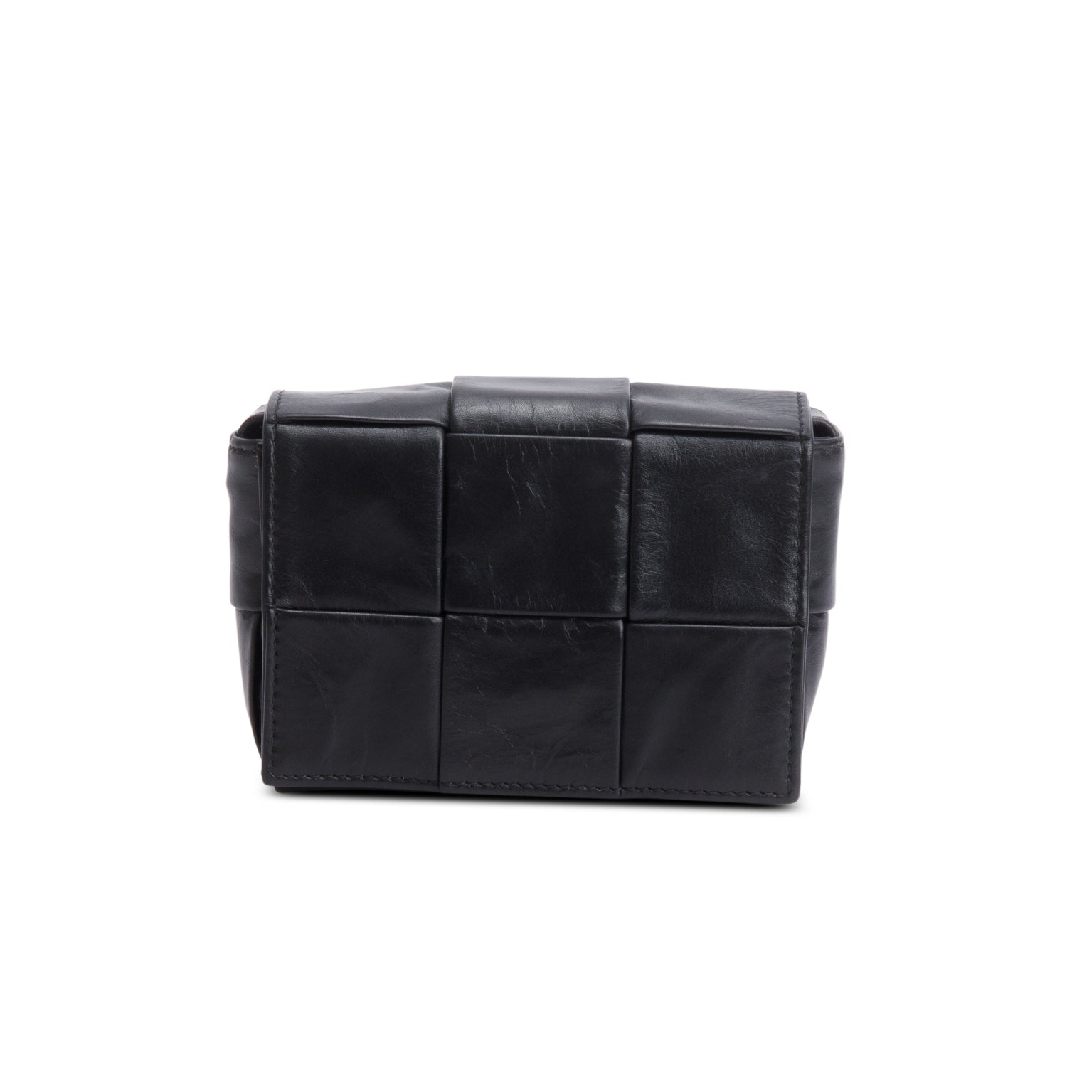 Bottega Veneta Black Paper Calfskin Maxi Intrecciato Extra Mini Cassette Crossbody Bag