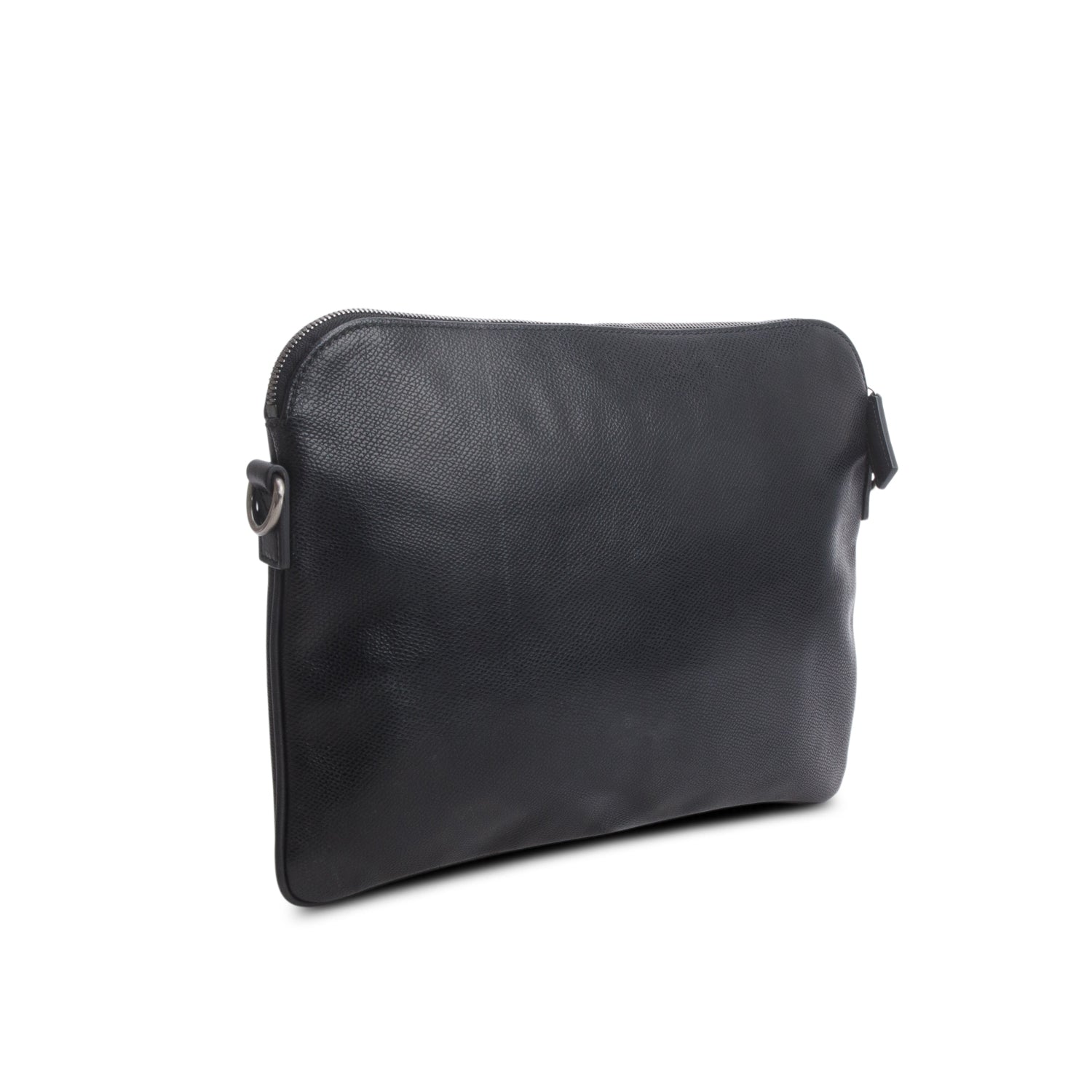 Ferragamo Black Grained Calfskin Messenger Bag