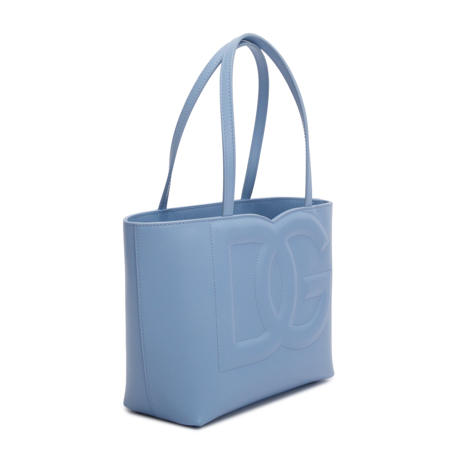 Dolce & Gabbana Blue Leather Small Logo Bag Shopper