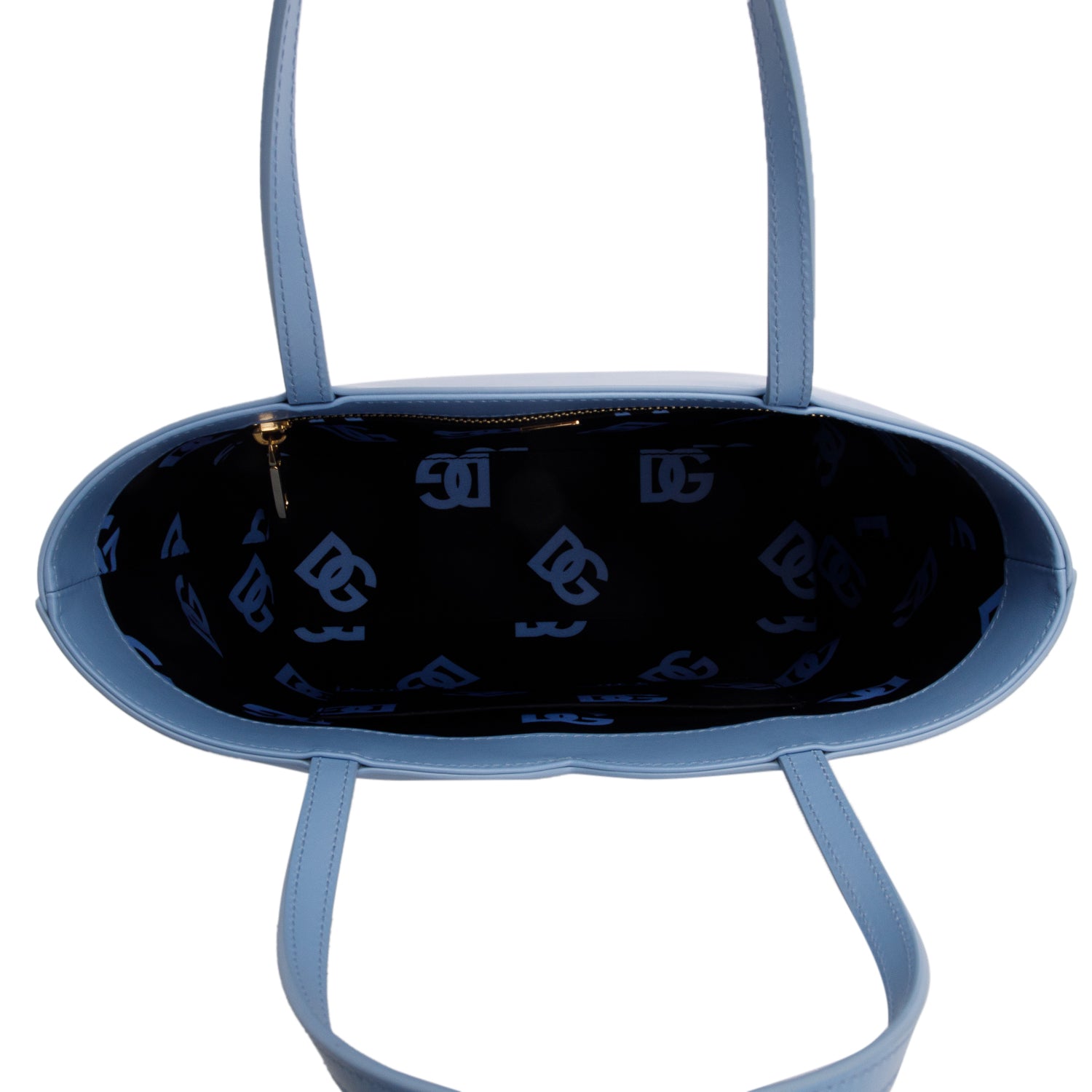 Dolce & Gabbana Blue Leather Small Logo Bag Shopper