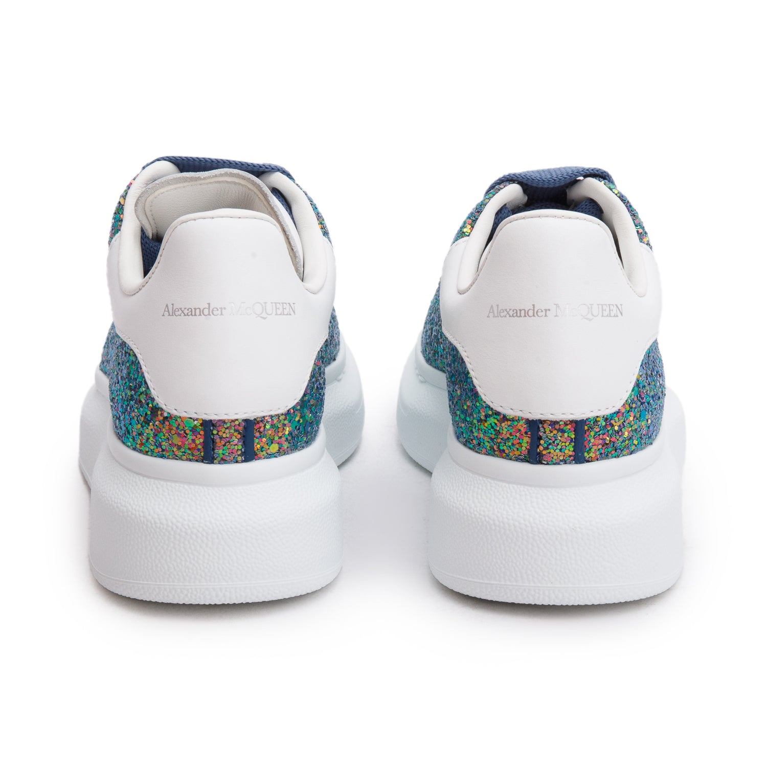 Alexander McQueen White Leather Glitter Disco Kid's Sneakers, Size 30 w/ Box