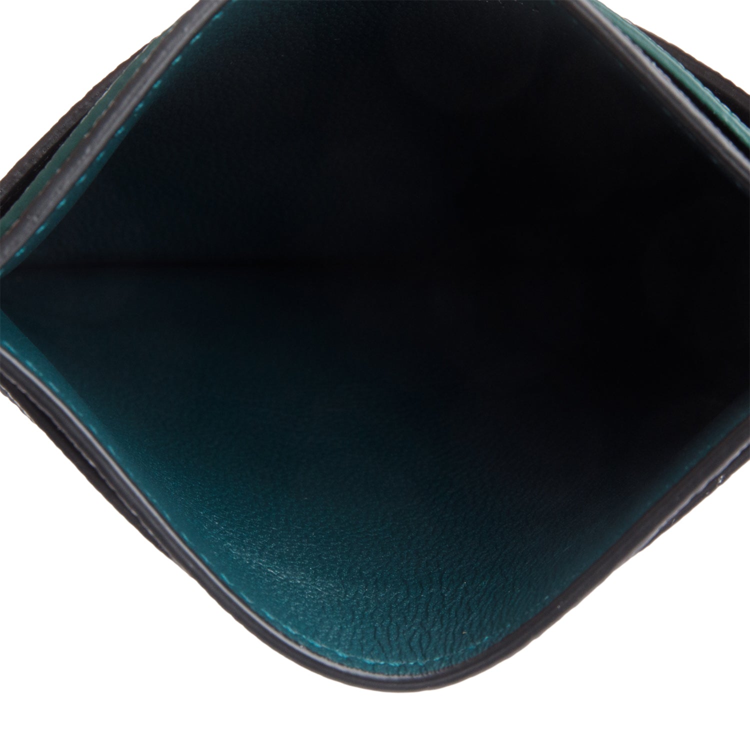 Bvlgari 2023 Black Green Grain Calf Leather Card Holder w/ Box & Authenticity Card