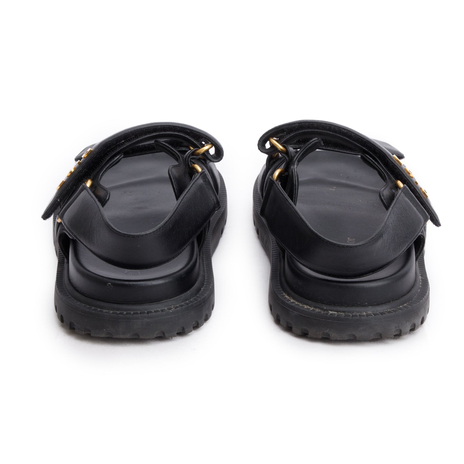Christian Dior Black Lambskin Dioract 10mm Sandals, Size 39