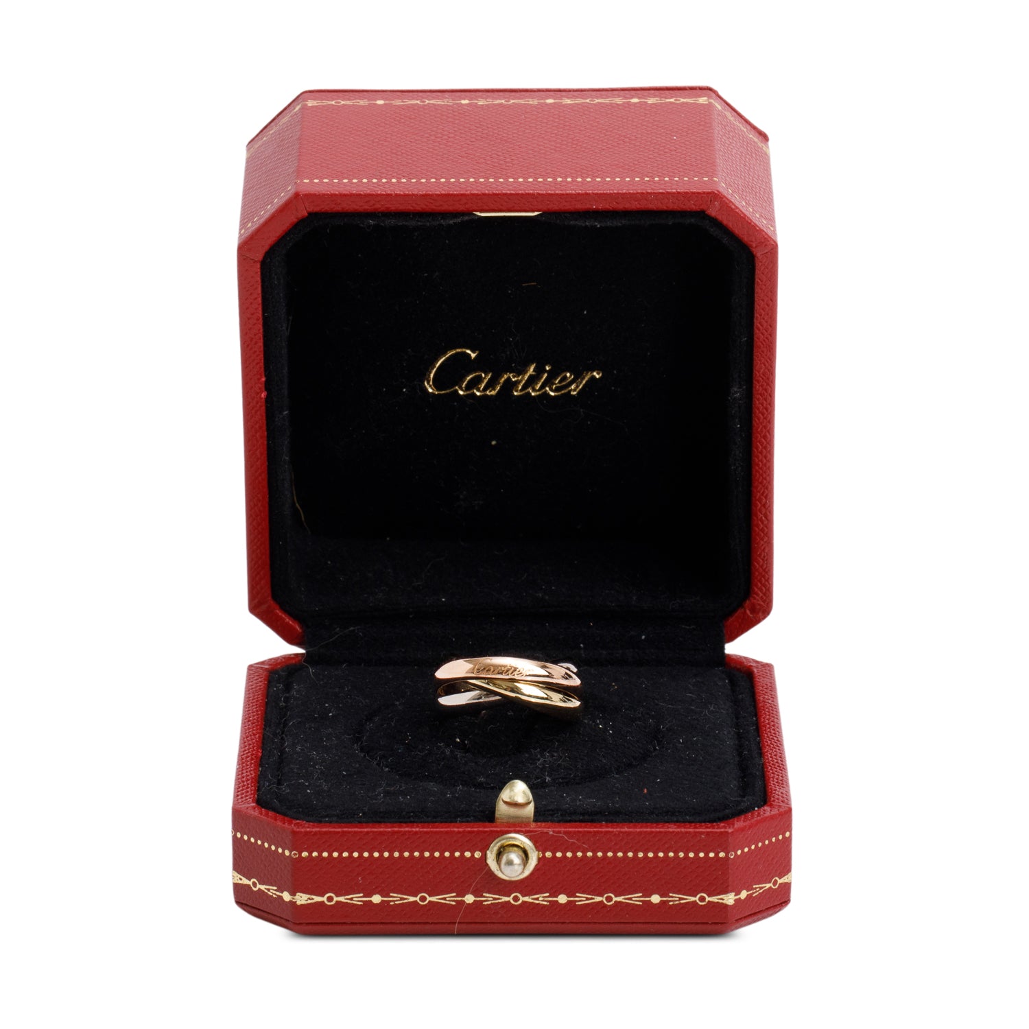 Cartier 18k Tri-Gold Trinity Rolling Ring, Classic Model Size 53 6.5 w/ Box