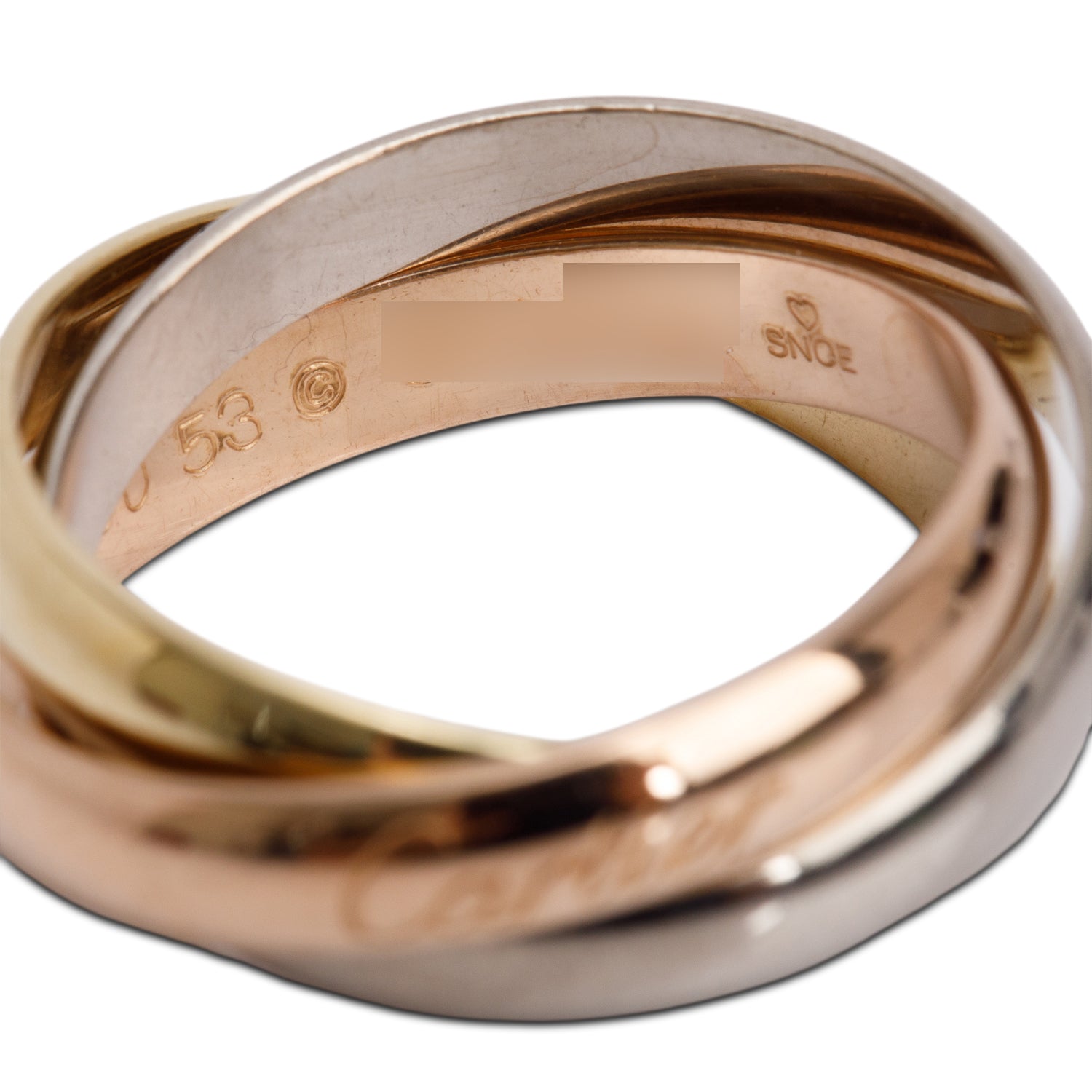 Cartier 18k Tri-Gold Trinity Rolling Ring, Classic Model Size 53 6.5 w/ Box