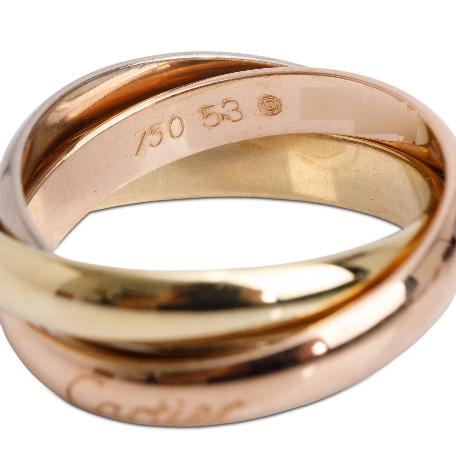 Cartier 18k Tri-Gold Trinity Rolling Ring, Classic Model Size 53 6.5 w/ Box