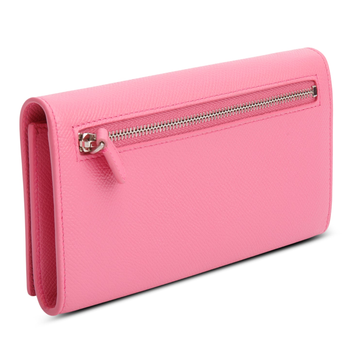 Balenciaga Pink Pebbled Calfskin Logo Everyday Flap Chain Wallet w/ Box