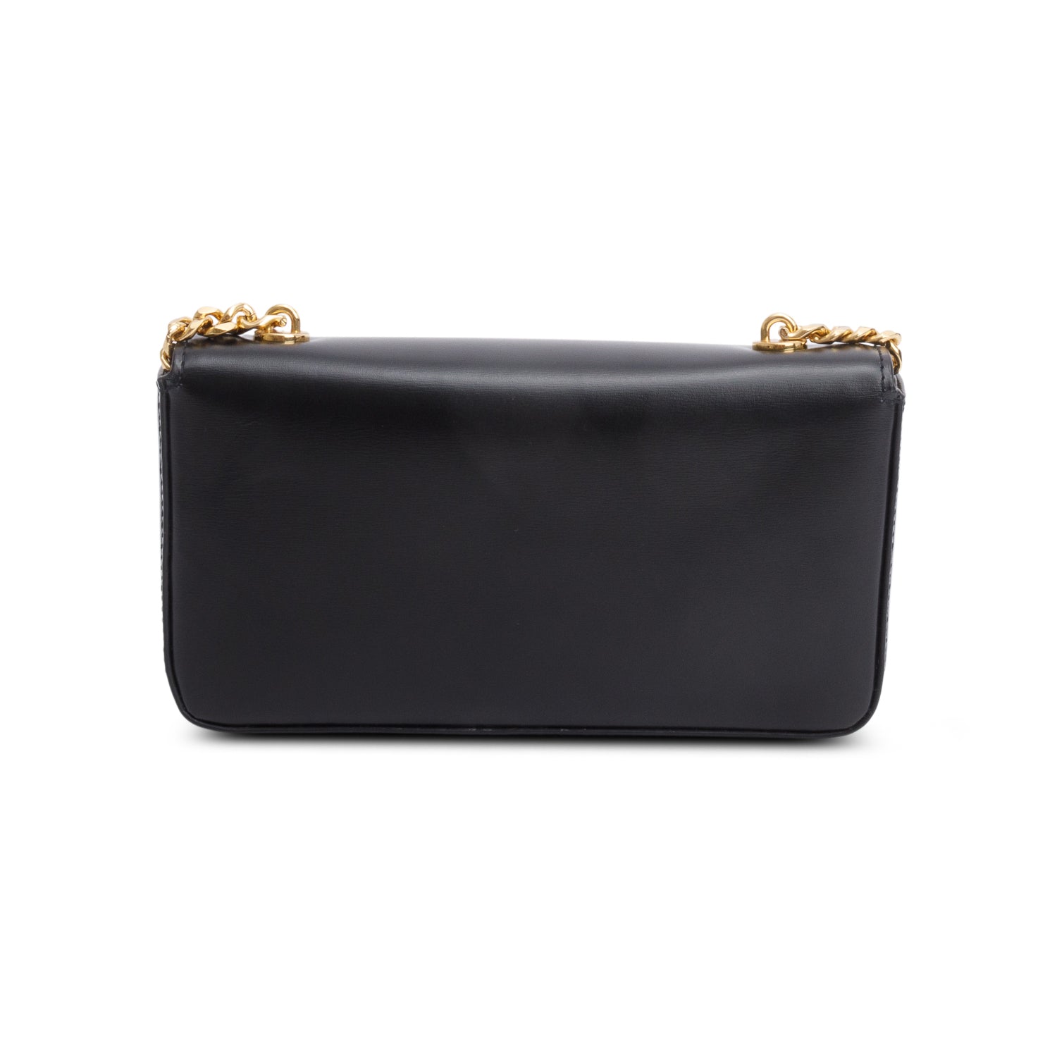 Celine 2022 Black Shiny Calfskin Claude Chain Shoulder Bag