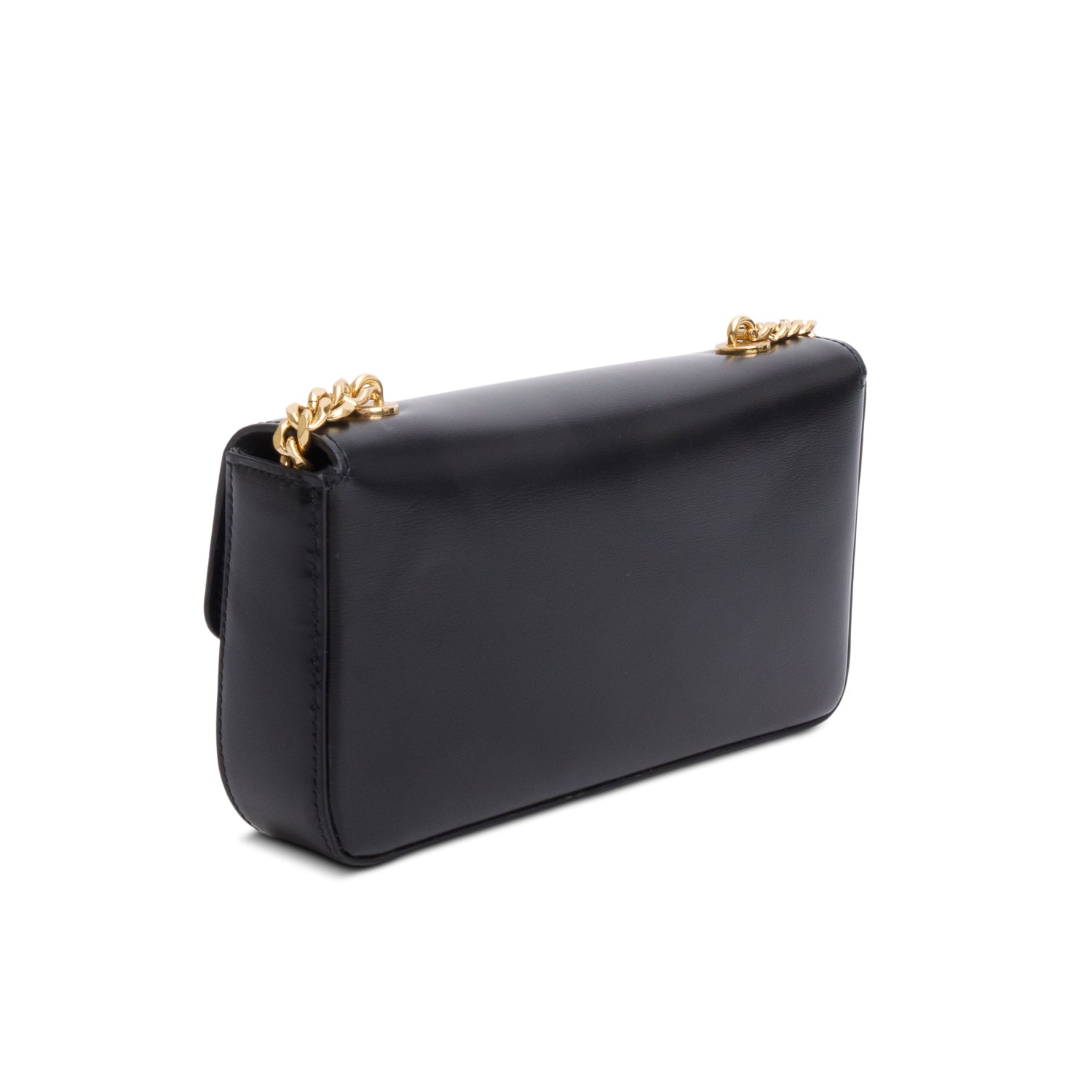 Celine 2022 Black Shiny Calfskin Claude Chain Shoulder Bag