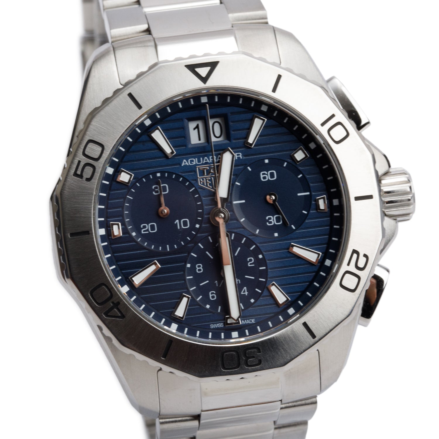 Tag Heuer Stainless Steel Aquaracer Professional 200 40 MM Chronograph Quartz Watch Blue Dial CBP1113 w/ Box & Papers