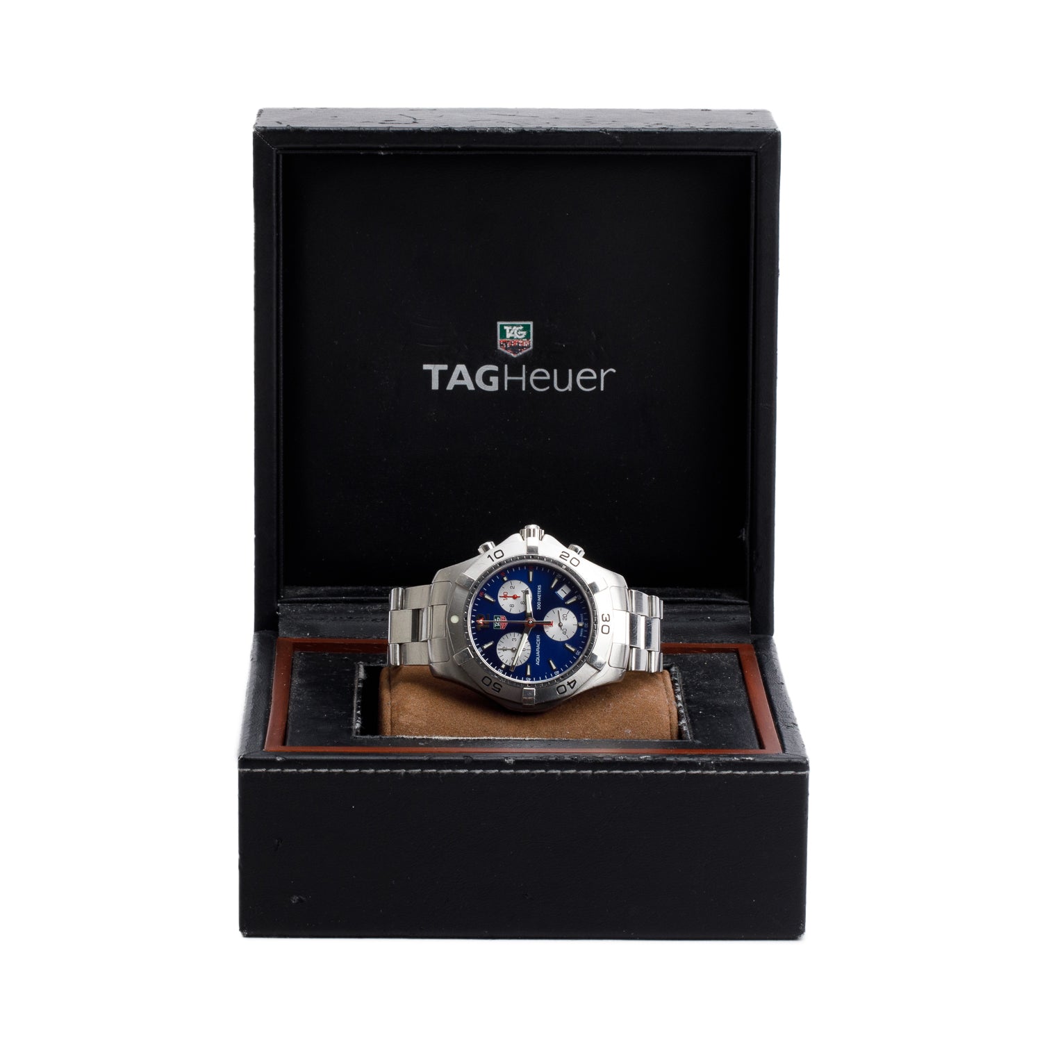 Tag Heuer Stainless Steel Aquaracer 41 MM Chronograph Quartz Watch Blue Dial CAF1112 w/ Box