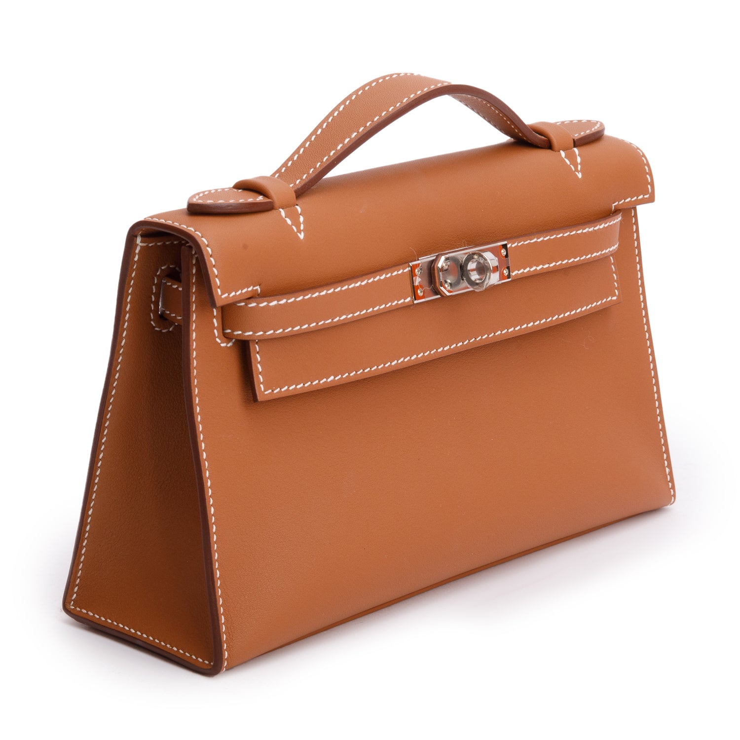 Hermes 2024 Gold Swift Leather Kelly Pochette Clutch w/ Box & Receipt