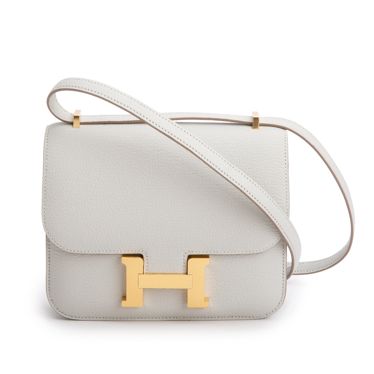 Hermes 2025 Gris Perle Chevre Mysore Leather Mini Constance 18 w