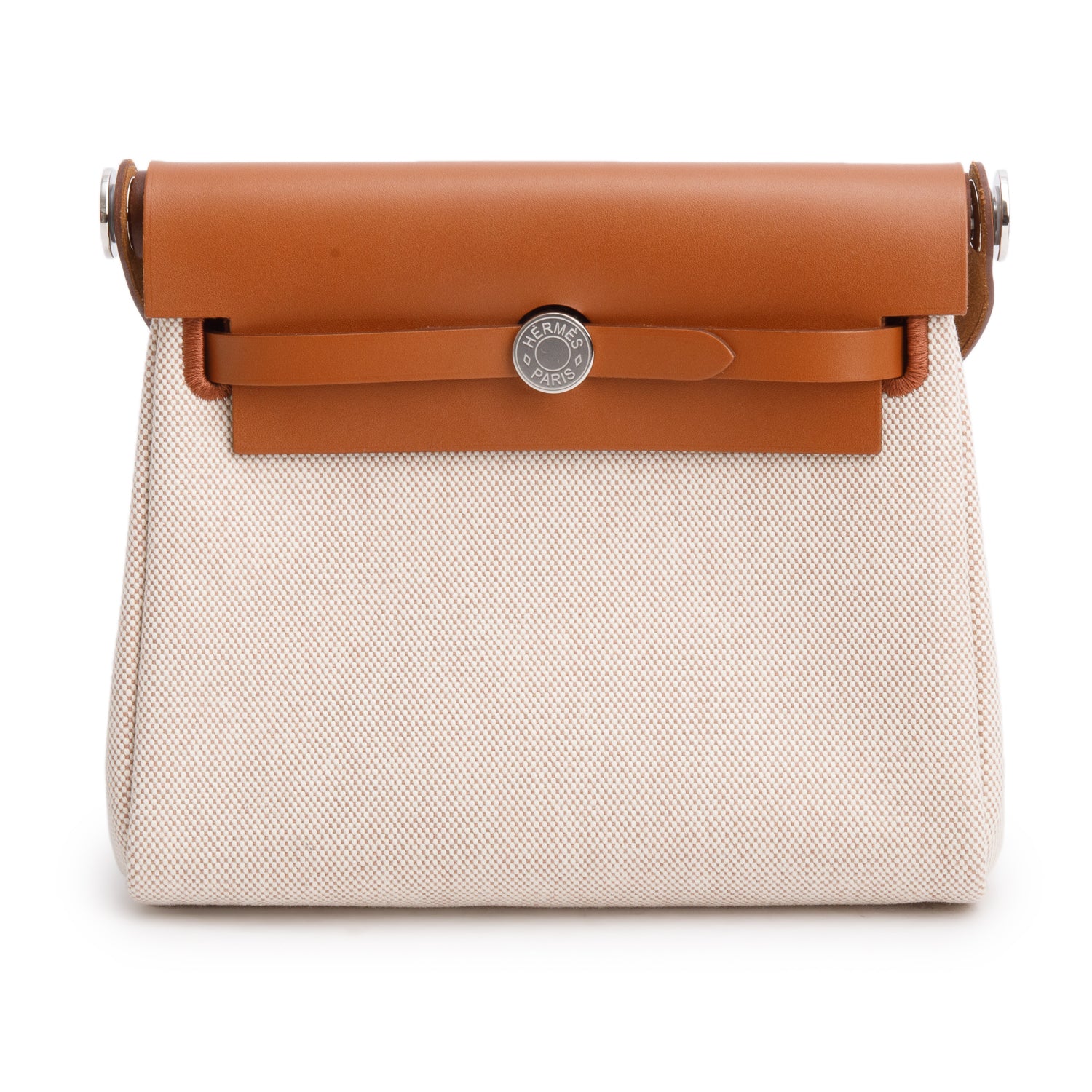 Hermes 2025 Naturel Sable & Écru Toile H Canvas Mini Herbag 20 w/ Box