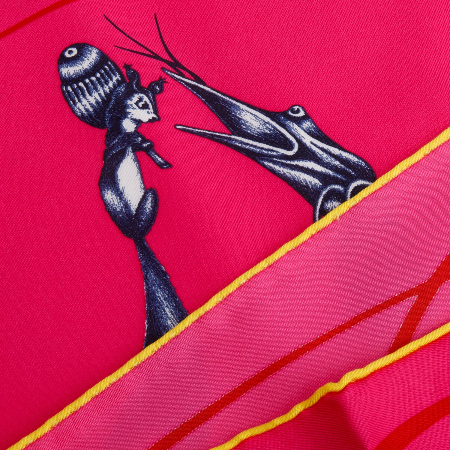 Hermes Pink 'Faune Lettrée' Silk Scarf 90 w/ Box