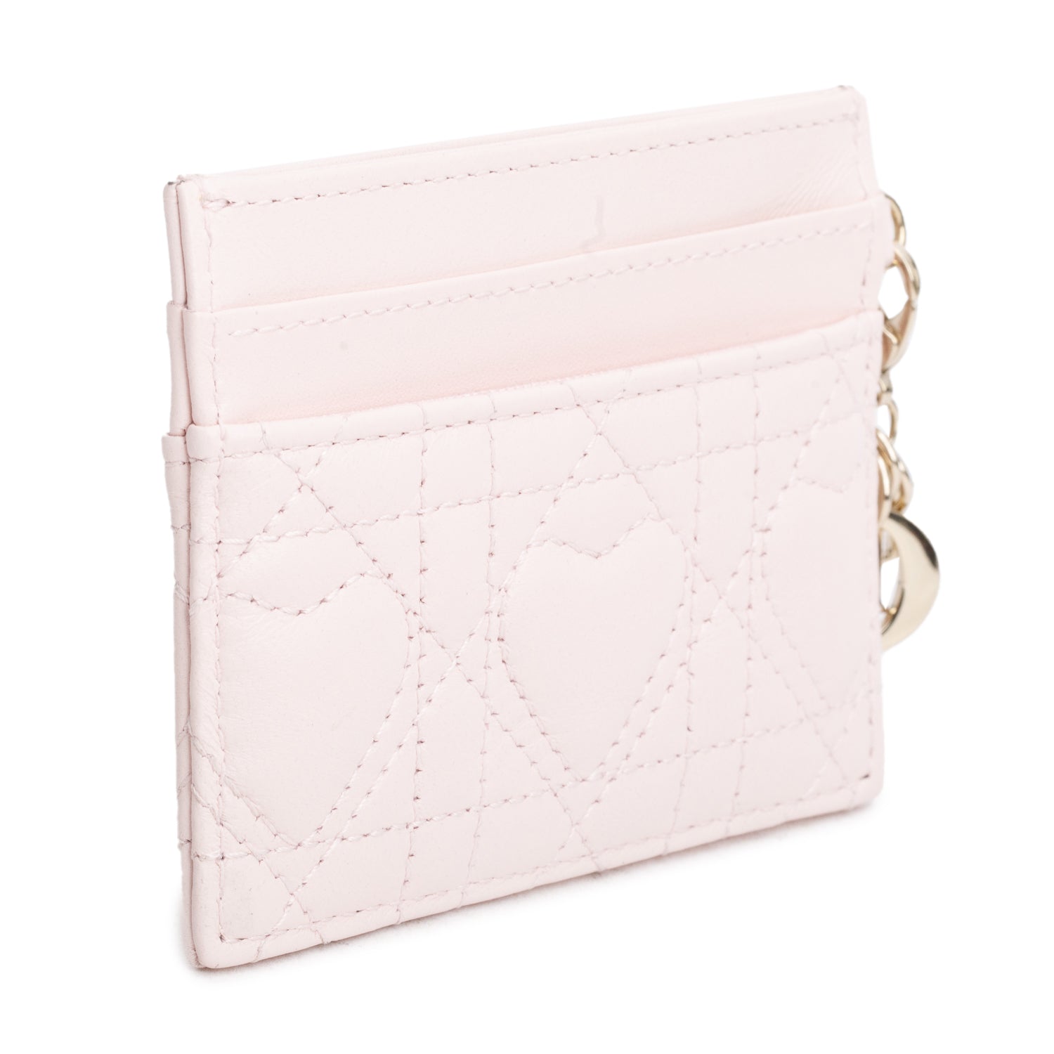 Christian Dior 2025 Pink Cannage Lambskin Lucky Lady Dior Freesia Card Holder w/ Box