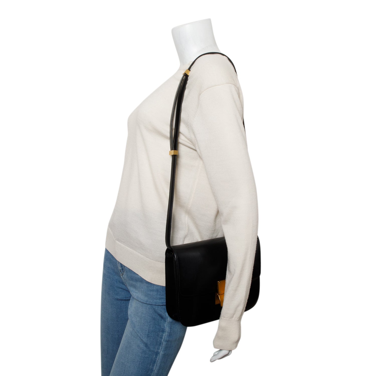 Celine Black Box Calfskin Medium Classic Box Flap Bag