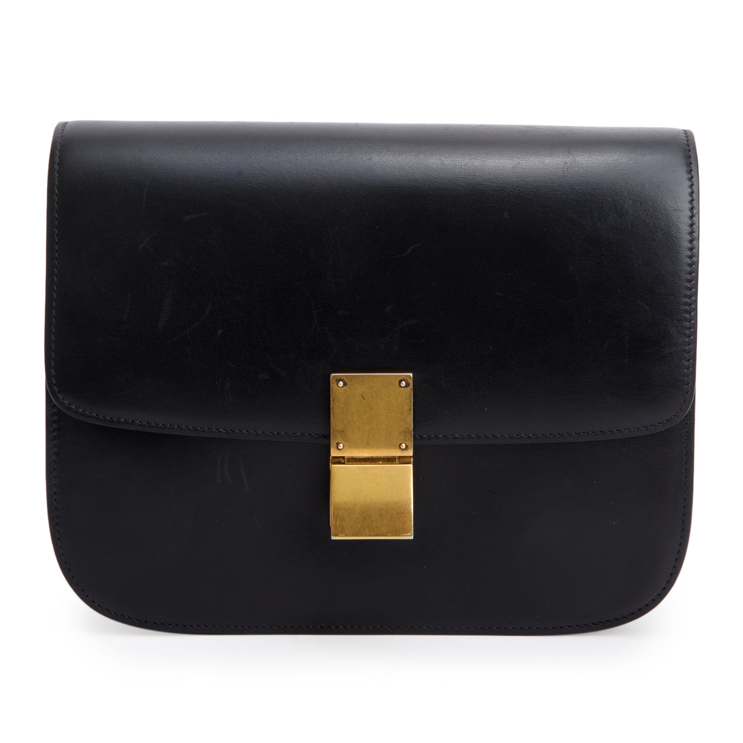 Celine Black Box Calfskin Medium Classic Box Flap Bag