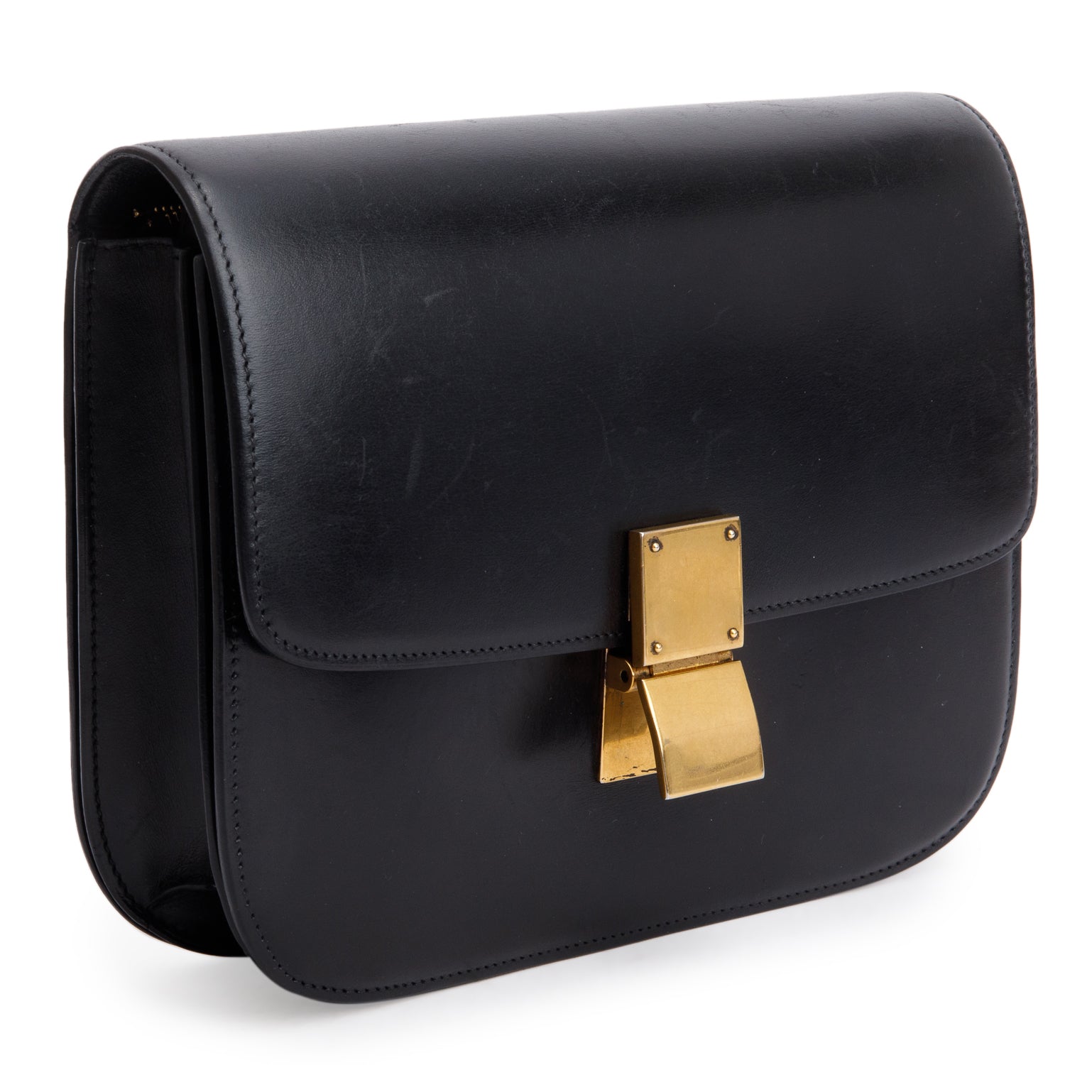 Celine Black Box Calfskin Medium Classic Box Flap Bag