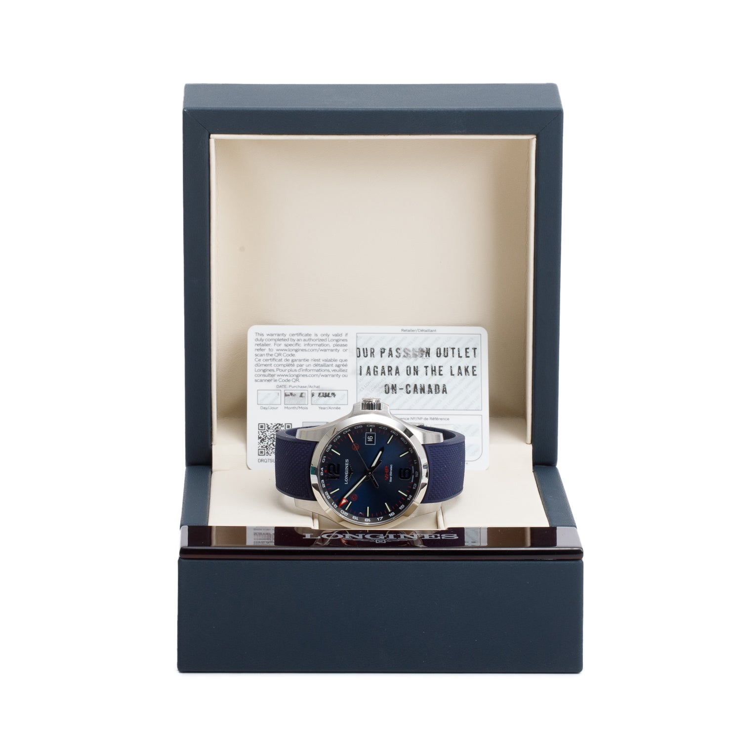 Longines Stainless Steel Conquest V.H.P. 41 MM Quartz Watch Blue Dial w/ Box & Papers