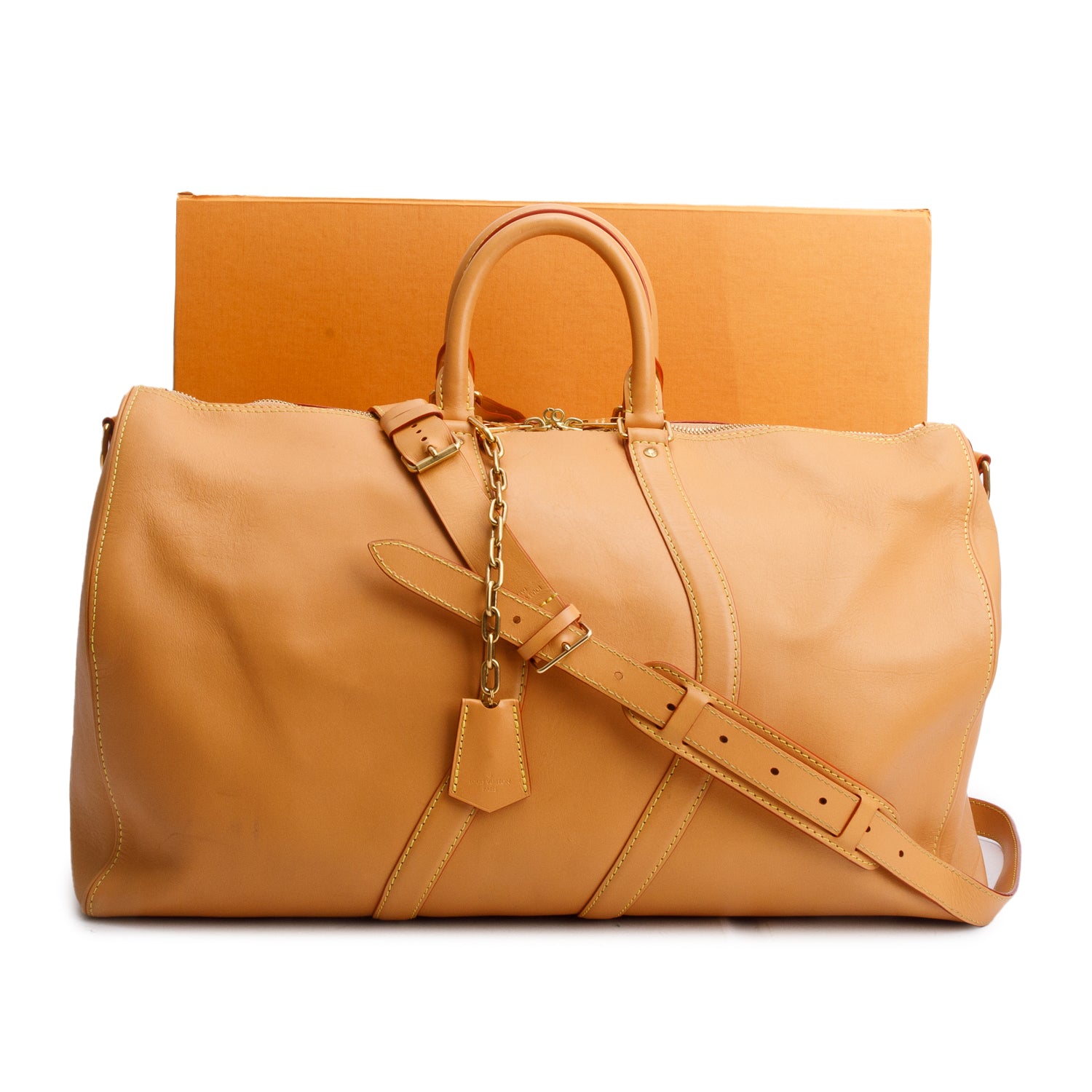 Louis Vuitton Tan Vachetta Leather Wavy Keepall Bandouliere 50 w/ Box