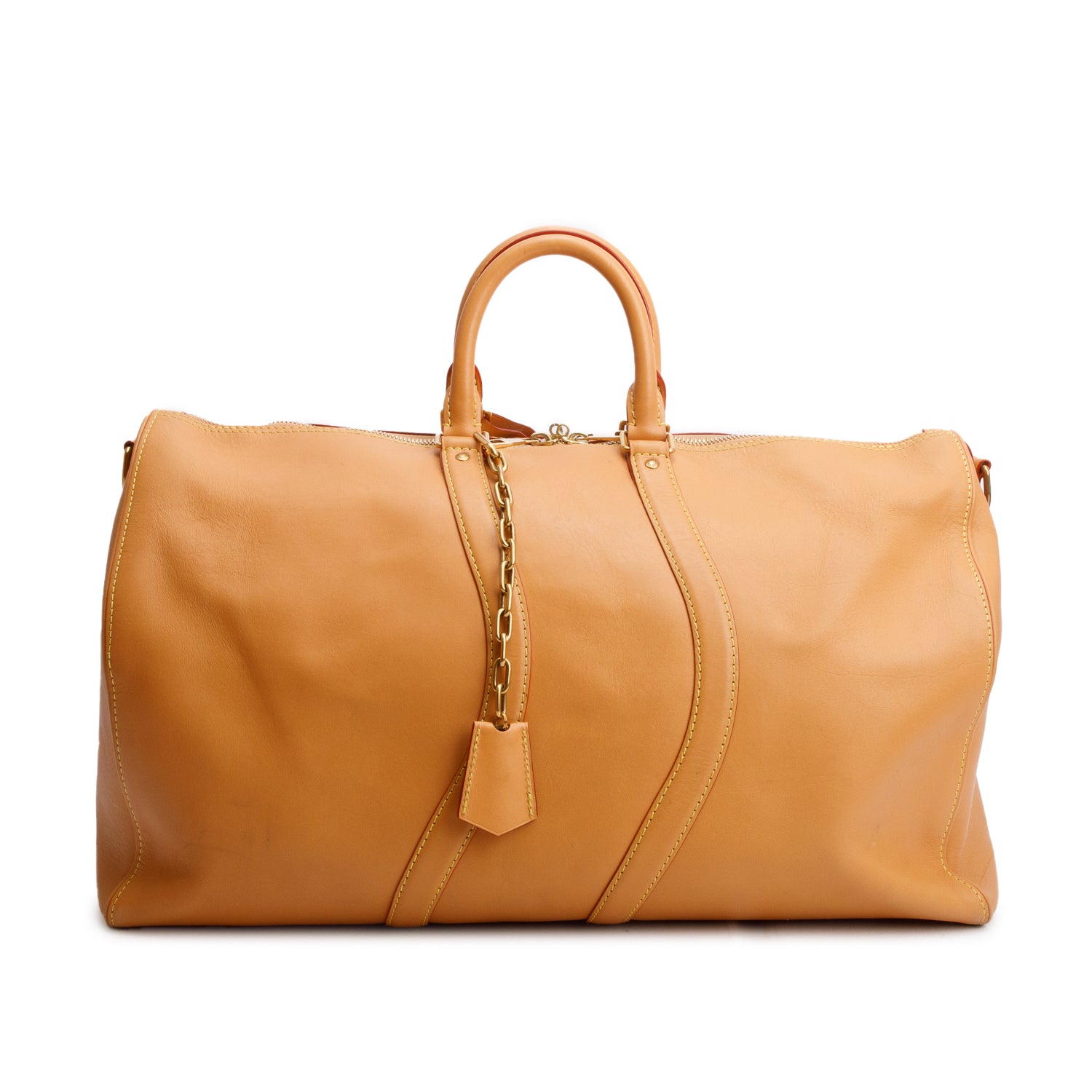 Louis Vuitton Tan Vachetta Leather Wavy Keepall Bandouliere 50 w/ Box