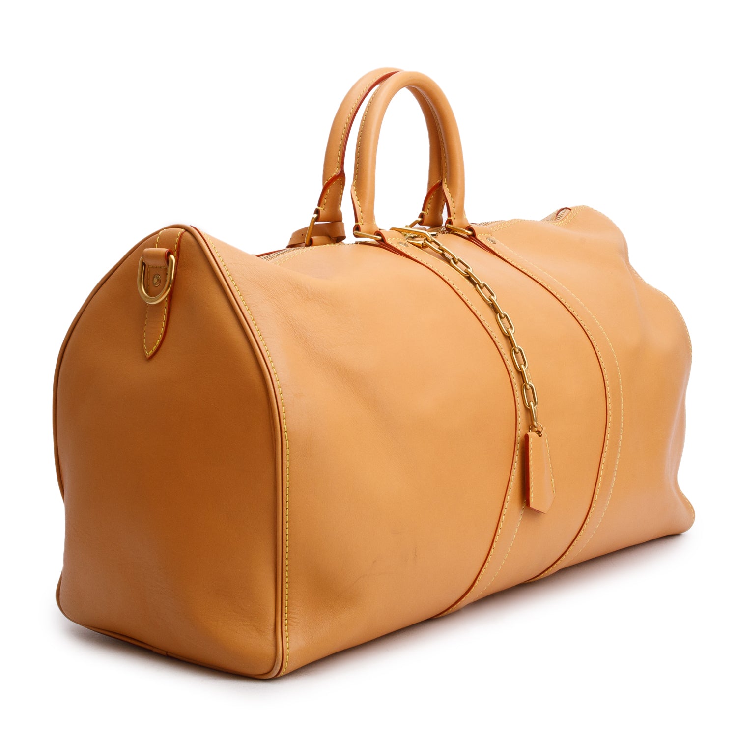 Louis Vuitton Tan Vachetta Leather Wavy Keepall Bandouliere 50 w/ Box