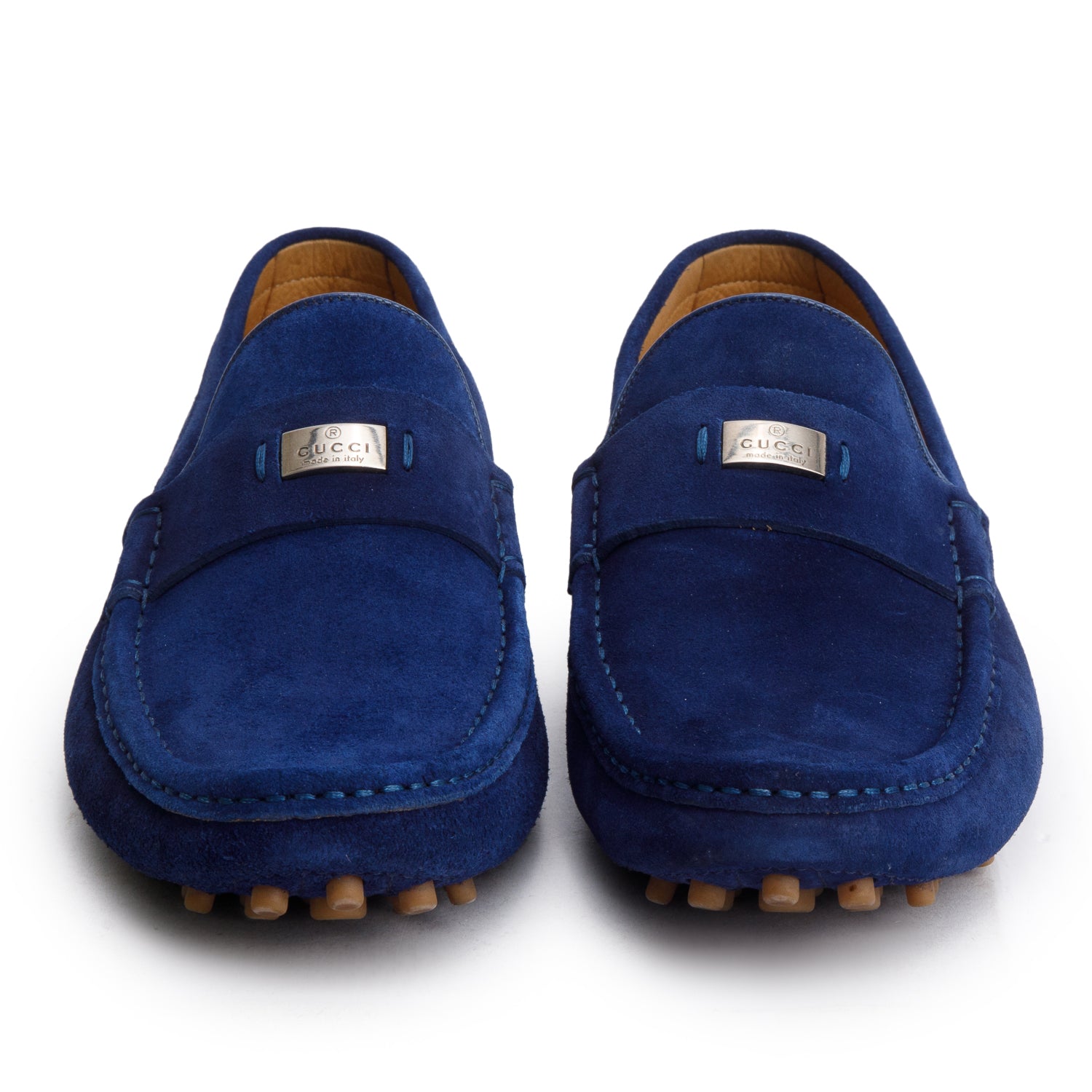 Gucci Blue Suede Driving Loafers, Men's Size 9.5 w/ Box