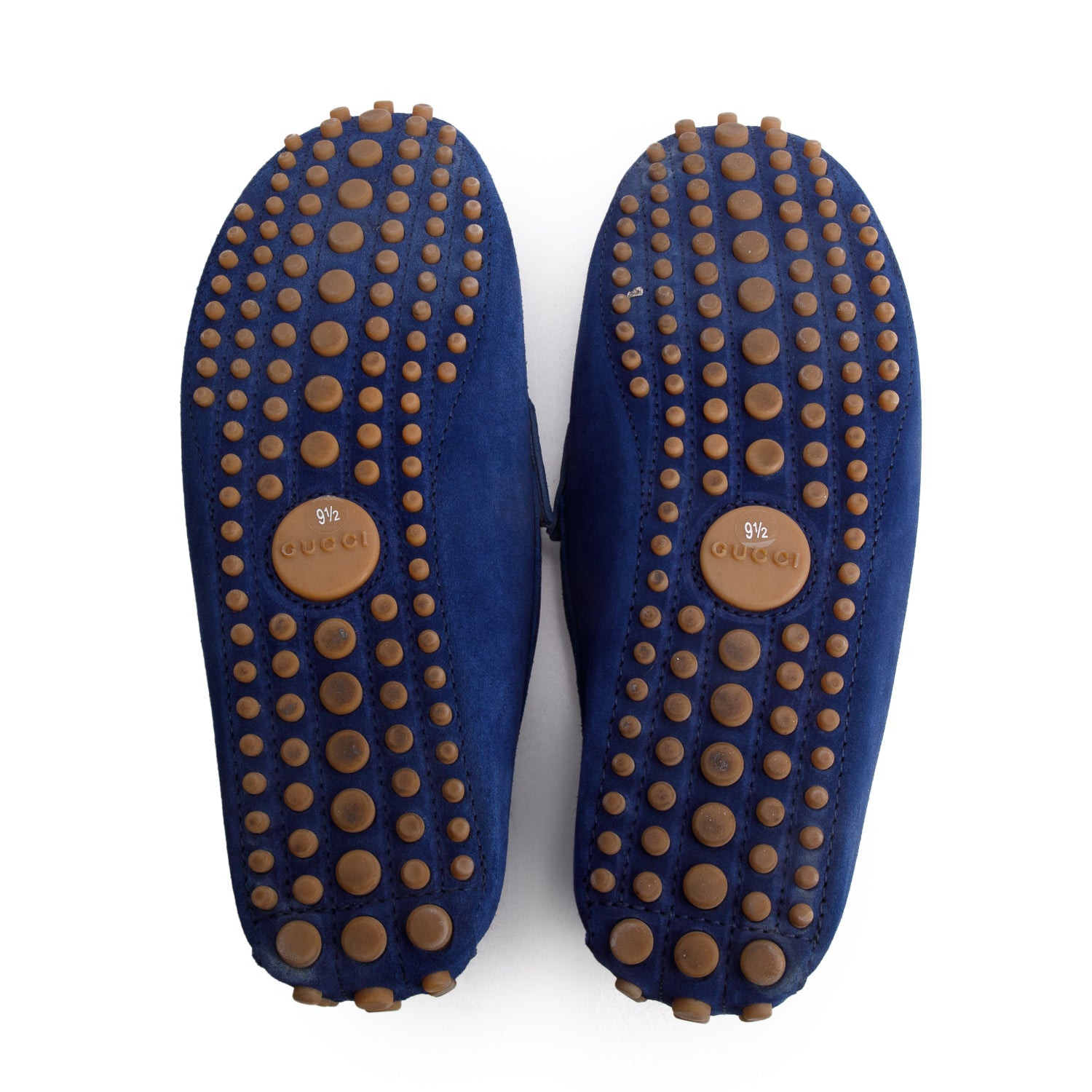 Gucci Blue Suede Driving Loafers, Men's Size 9.5 w/ Box