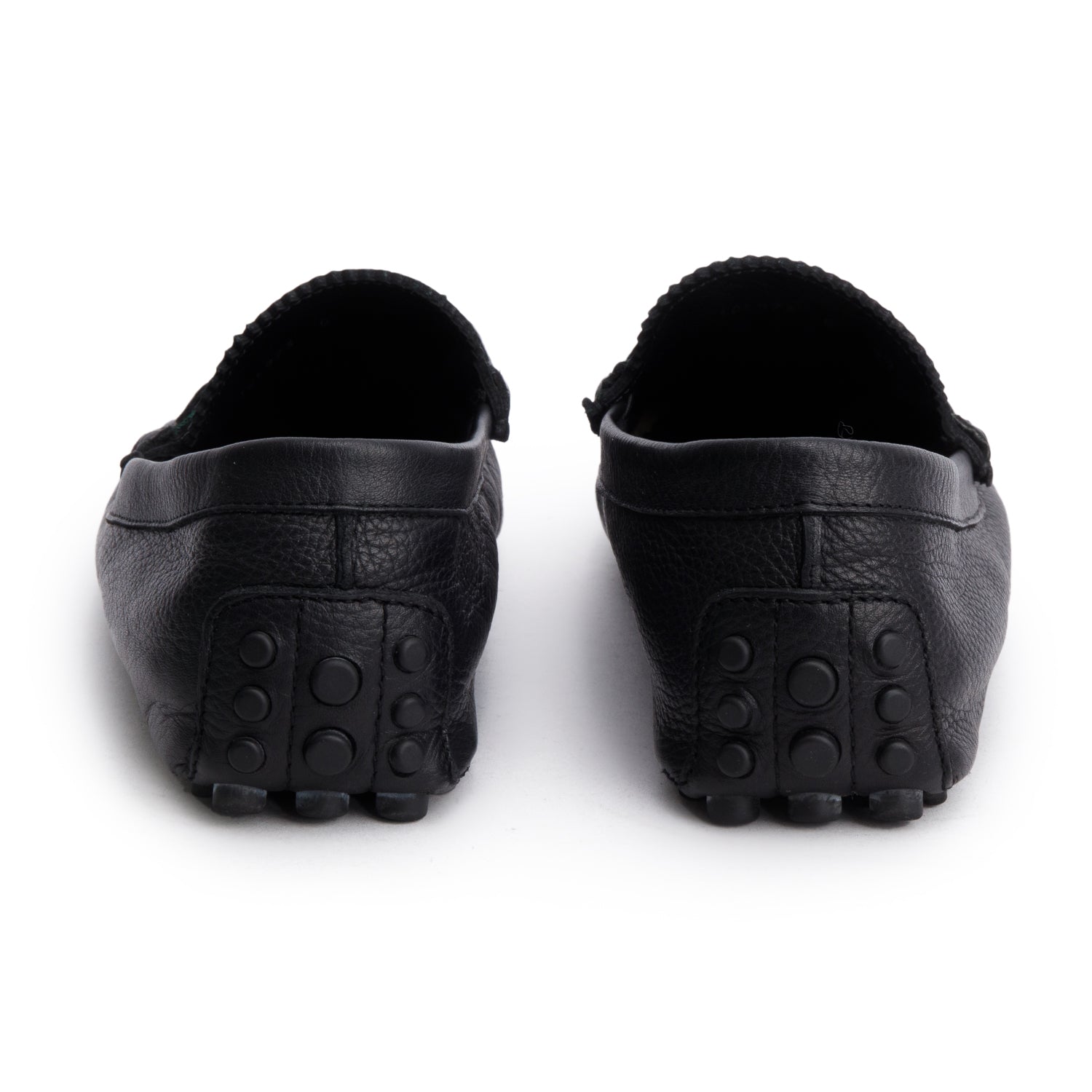 Gucci Black Grained Leather Horsebit Web Driving Loafers, Men's Size 9.5 w/ Box