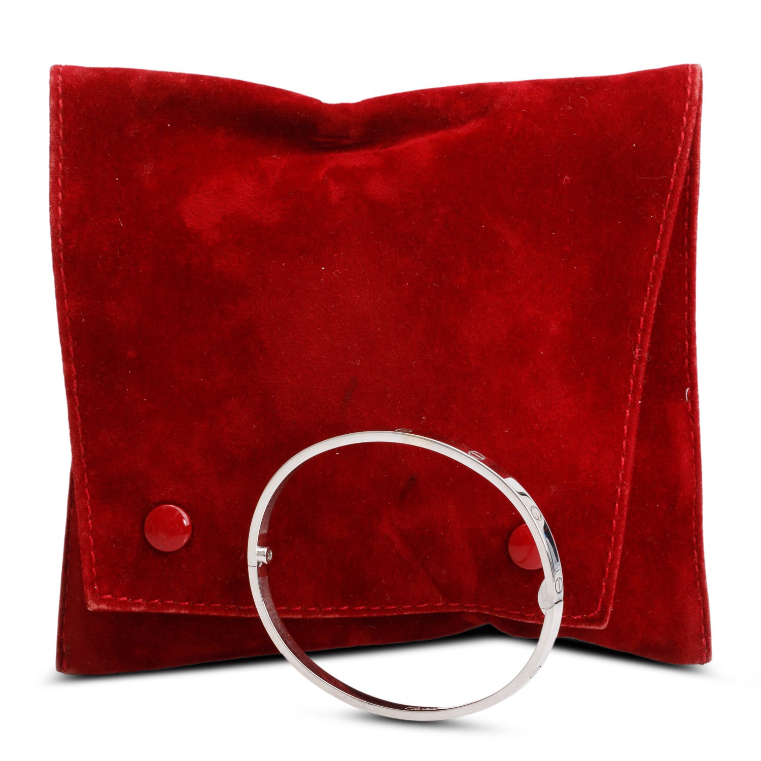 Cartier 18k White Gold 3.65 MM Love Bracelet, Small Model, Size 18 w/ Pouch