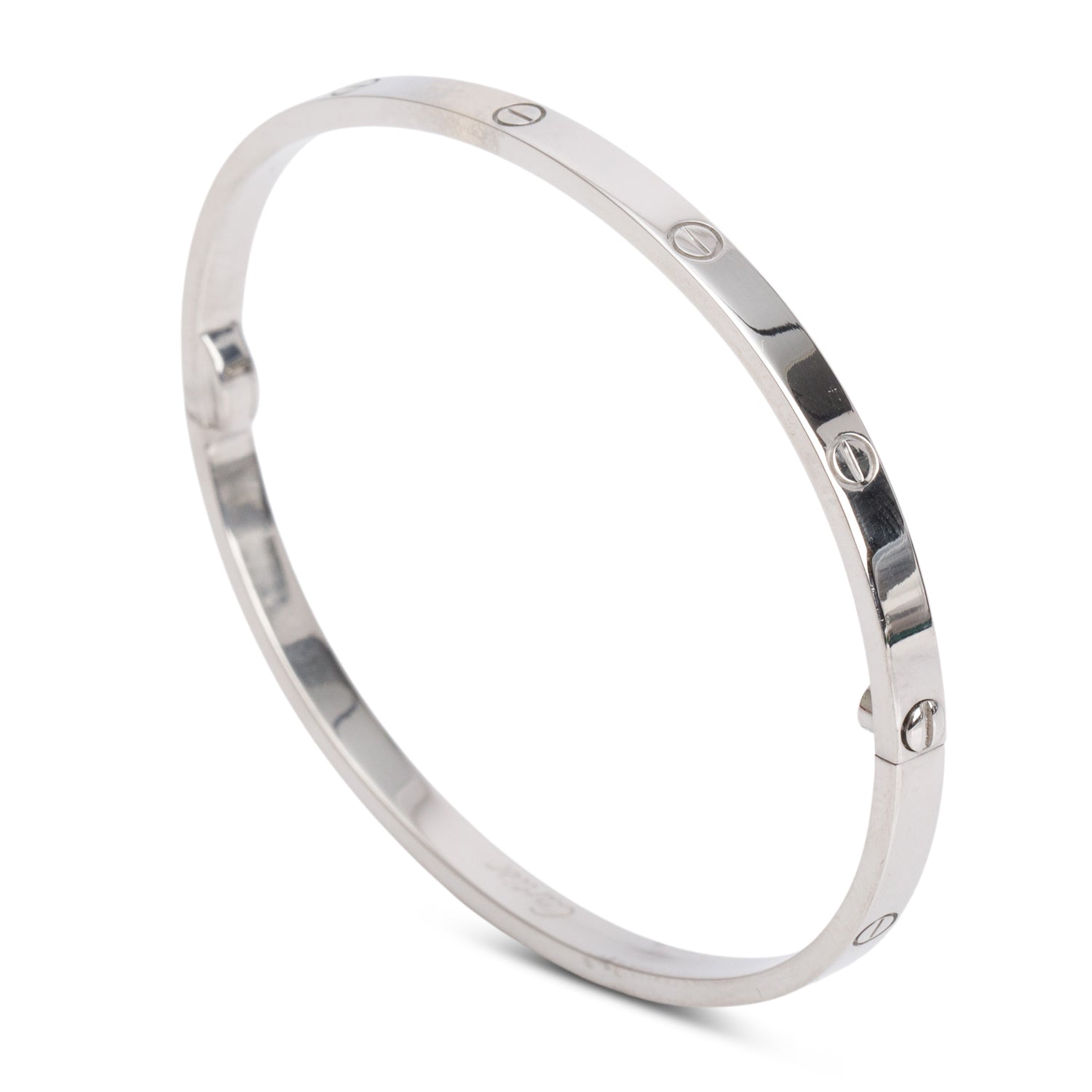 Cartier 18k White Gold 3.65 MM Love Bracelet, Small Model, Size 18 w/ Pouch