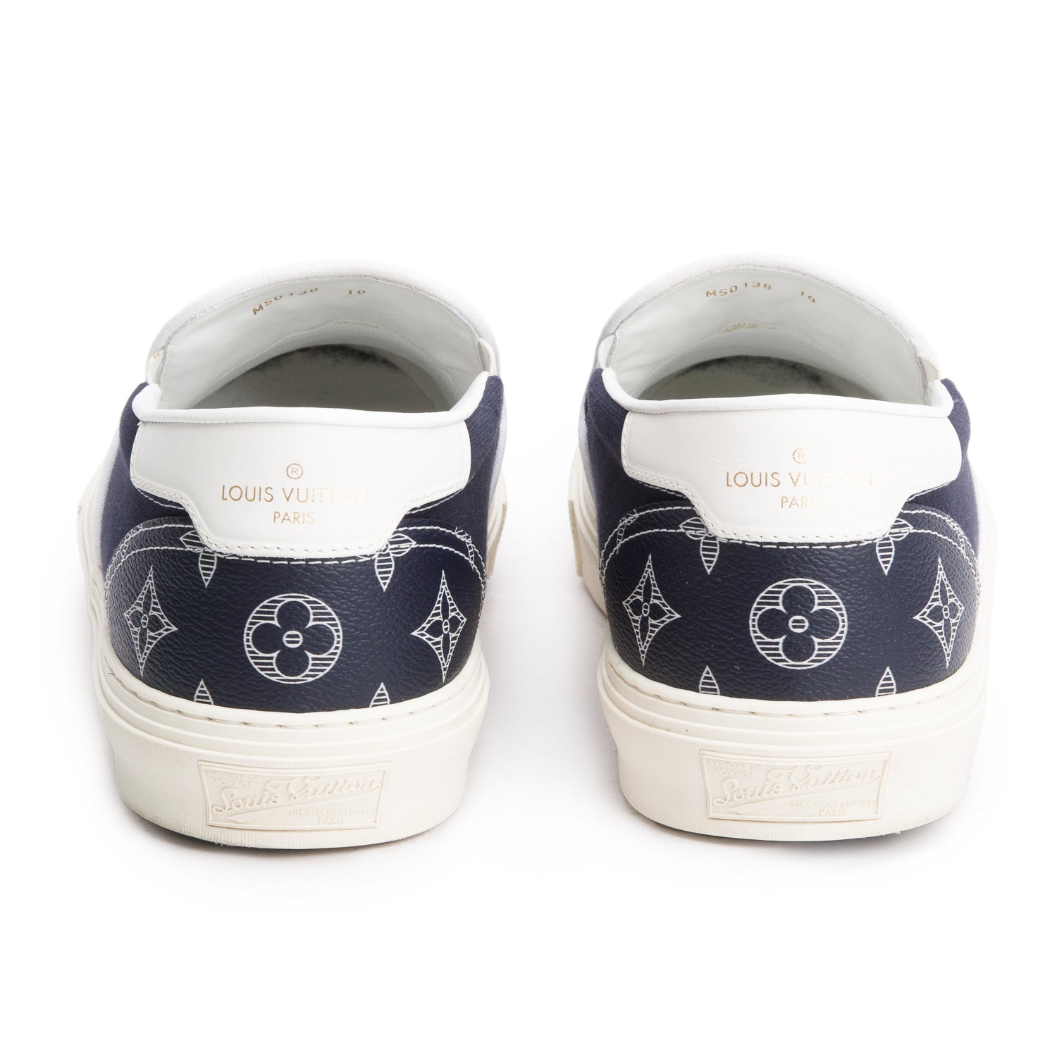 Louis Vuitton Blue Monogram Trocadero Richelieu Slip On Sneakers, Men's size 10 w/ Box