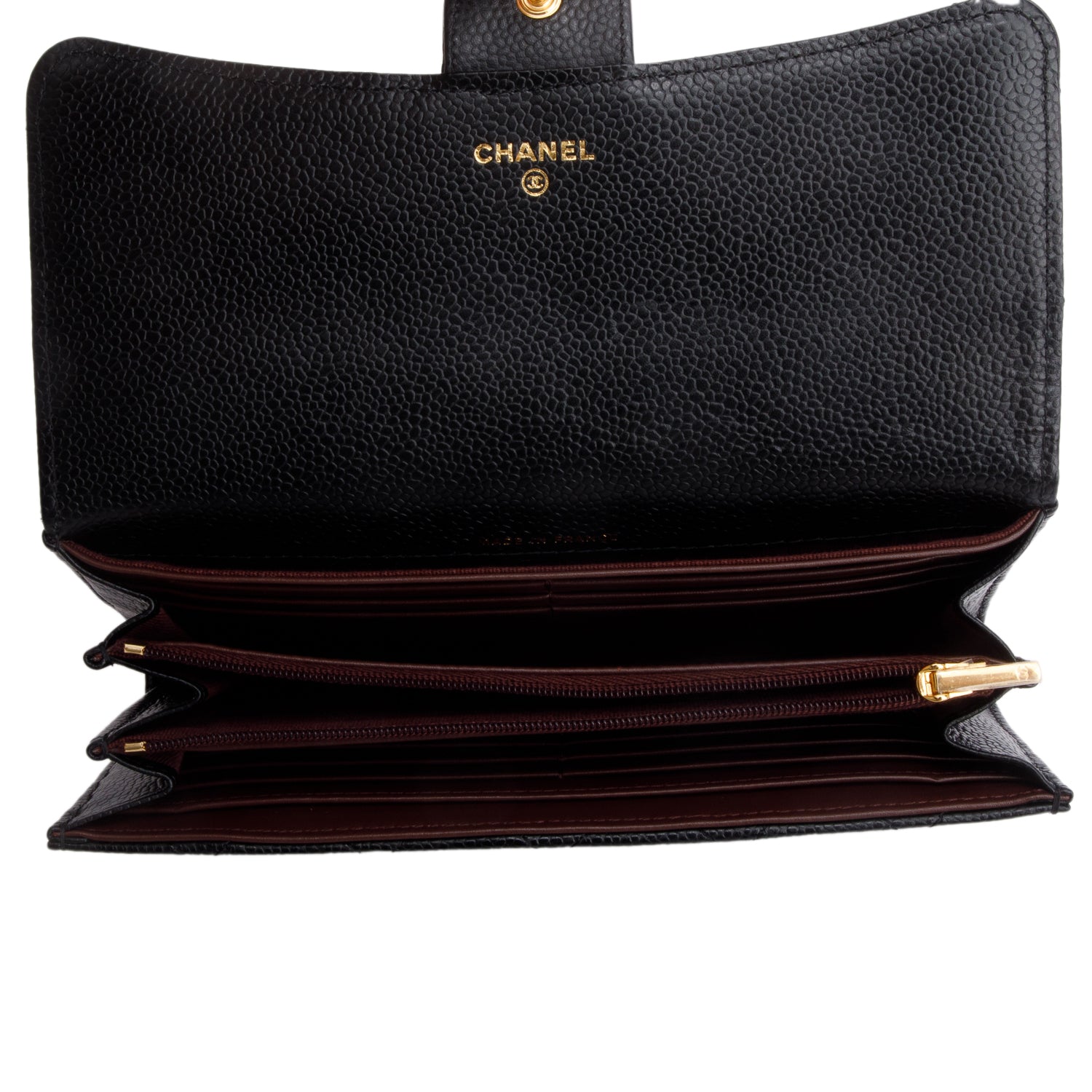 Chanel Black Caviar Leather Classic Long Flap Wallet w/ Box