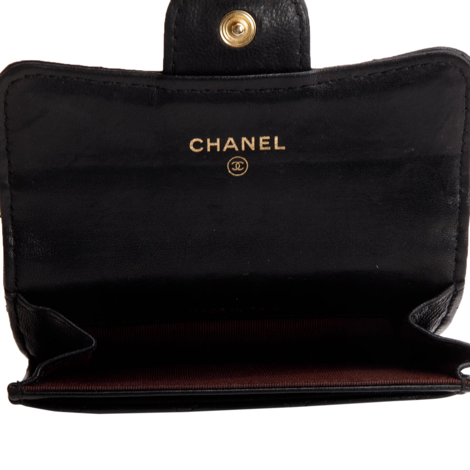 Chanel Black Lambskin Quilted Flap Card Holder w/ Box