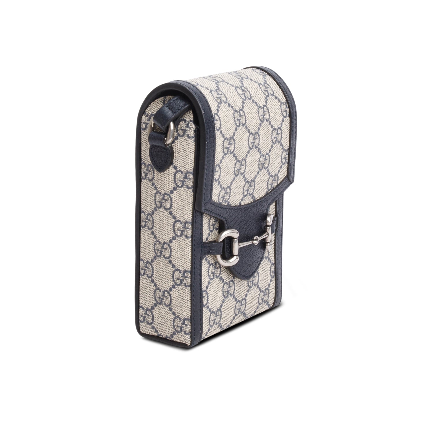 Gucci Black GG Supreme Denim Monogram Mini Horsebit 1955 Crossbody Bag