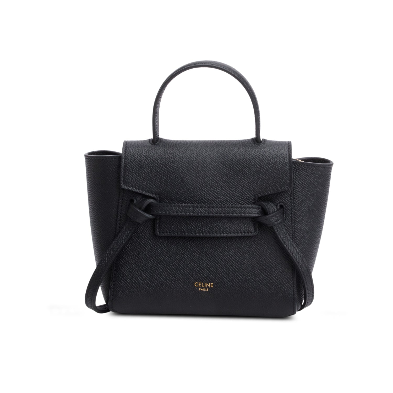 Celine 2023 Black Grained Calfskin Pico Belt Bag w/ Strap