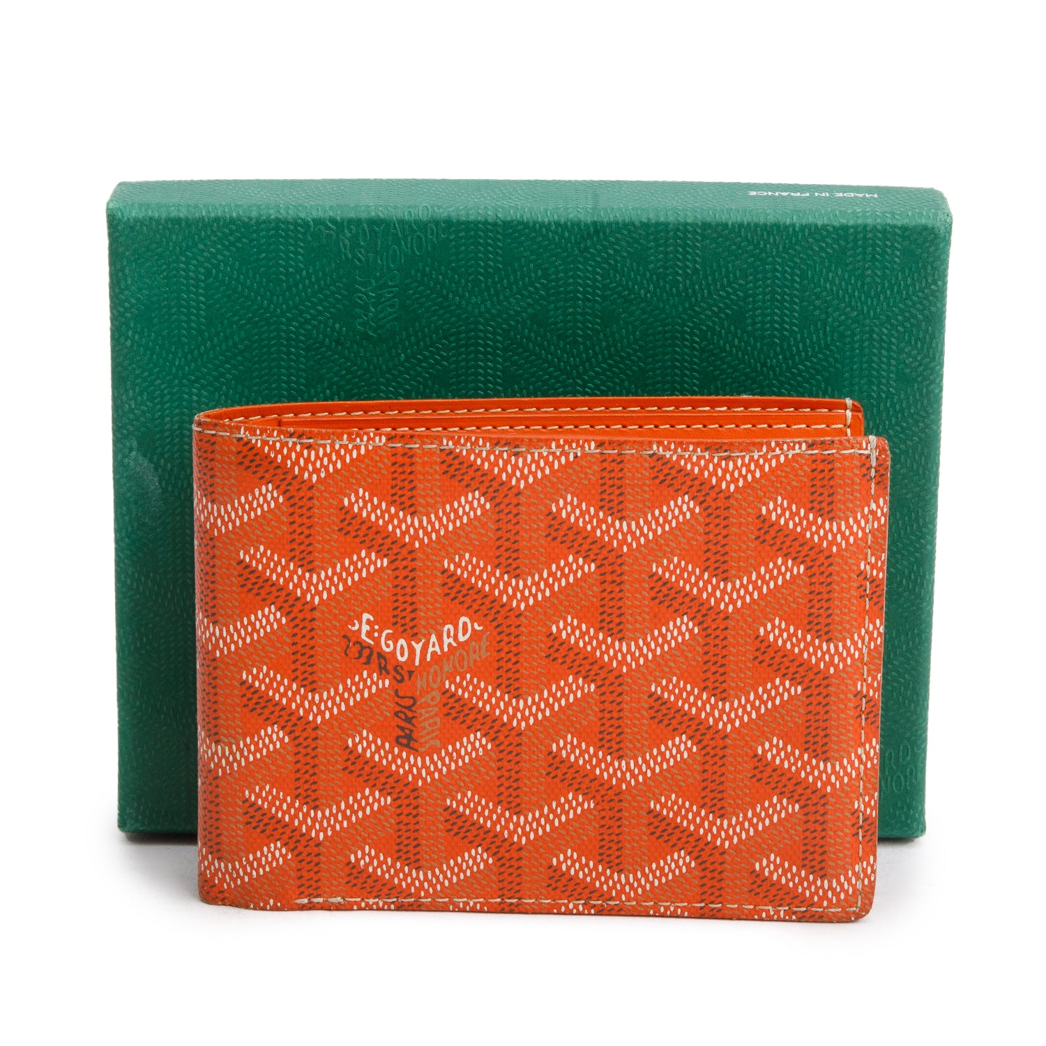 Goyard 2022 Orange Goyardine Victorie Bifold Wallet w/ Box