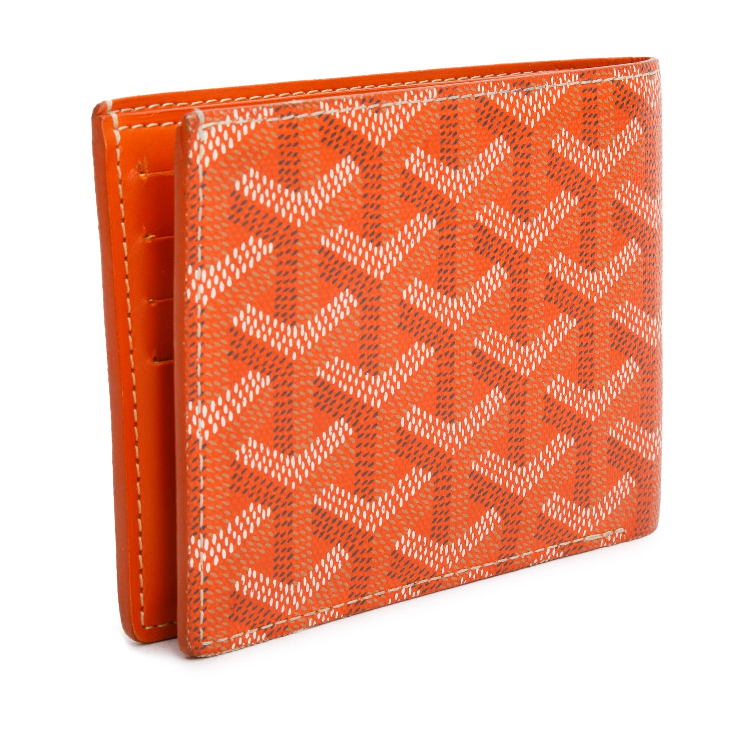 Goyard 2022 Orange Goyardine Victorie Bifold Wallet w/ Box