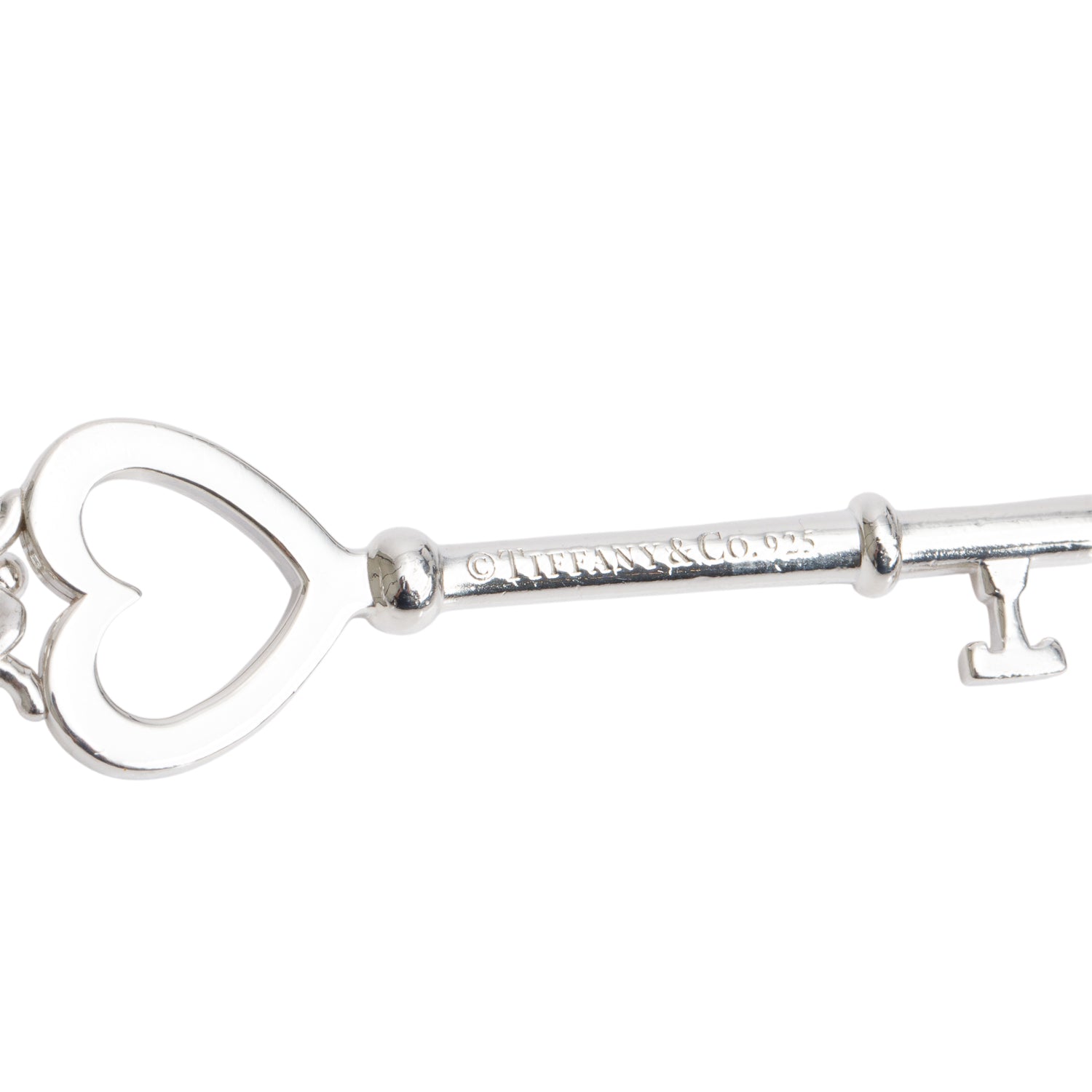 Tiffany & Co. Sterling Silver Large Heart Key Pendant on Beaded Chain Necklace