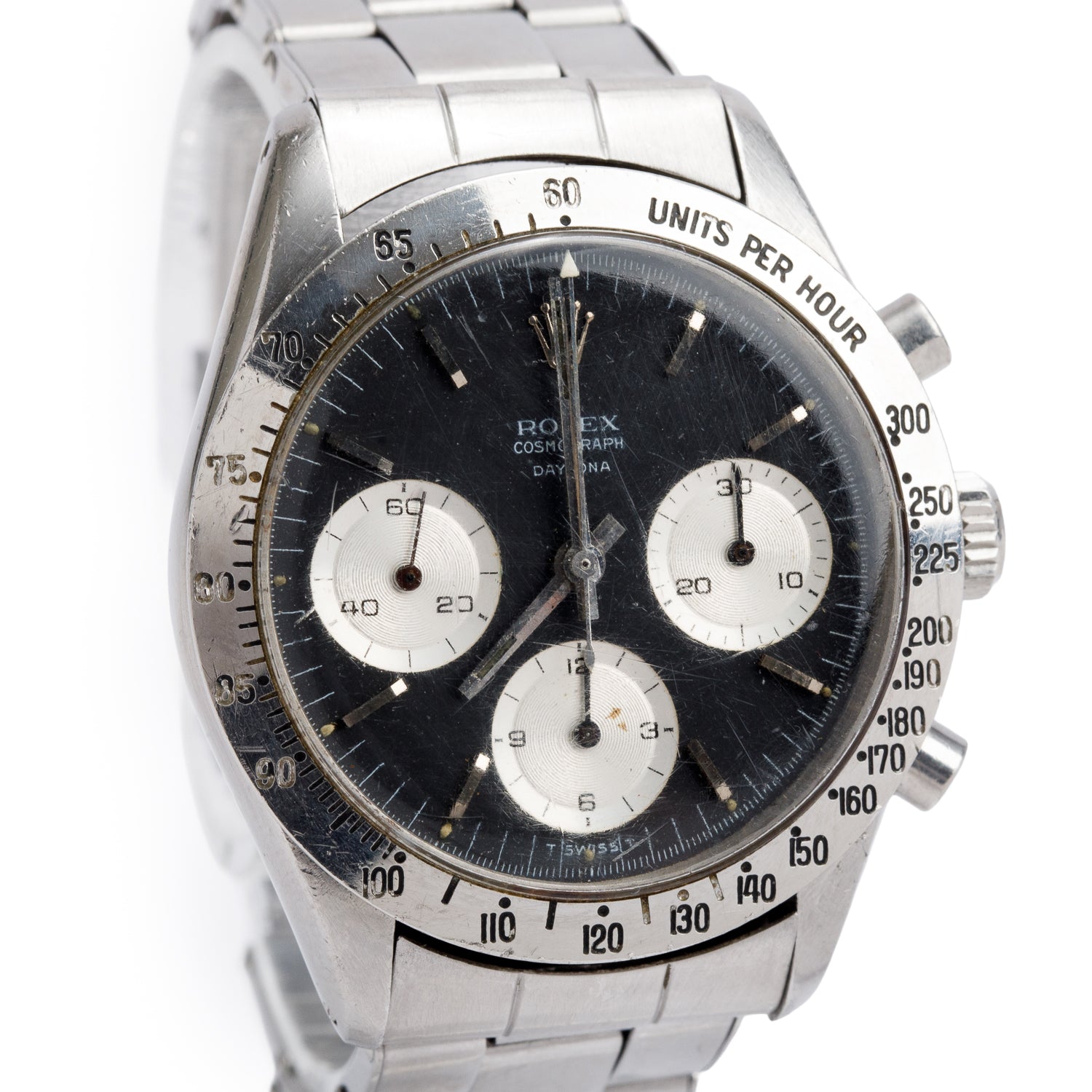 Rolex Vintage Stainless Steel Daytona Cosmograph 37 MM Chronograph Manual Winding Watch Black Dial 6239