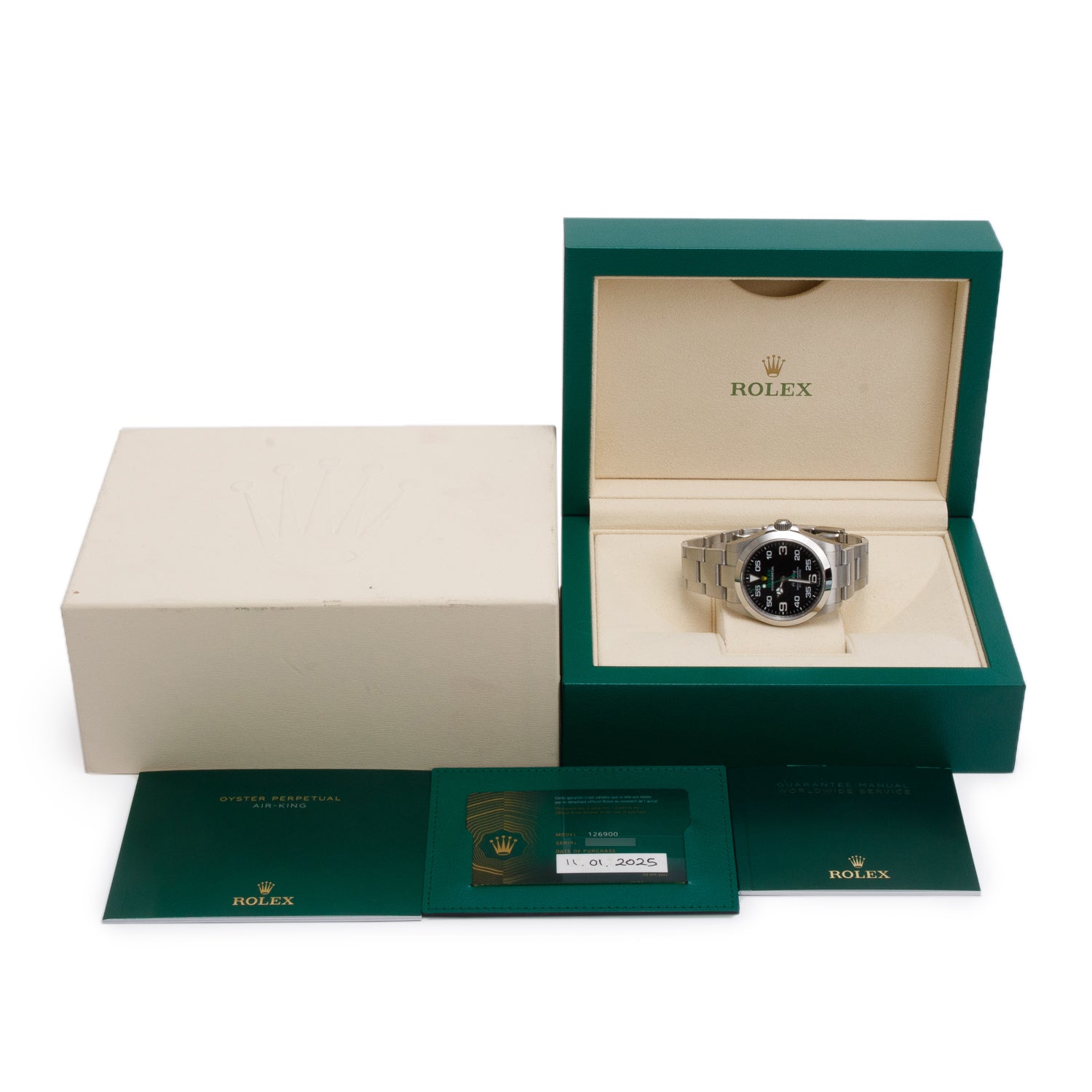 Rolex 2025 Stainless Steel Oyster Perpetual Air King 40 MM Watch Black Dial 126900 w/ Box & Papers